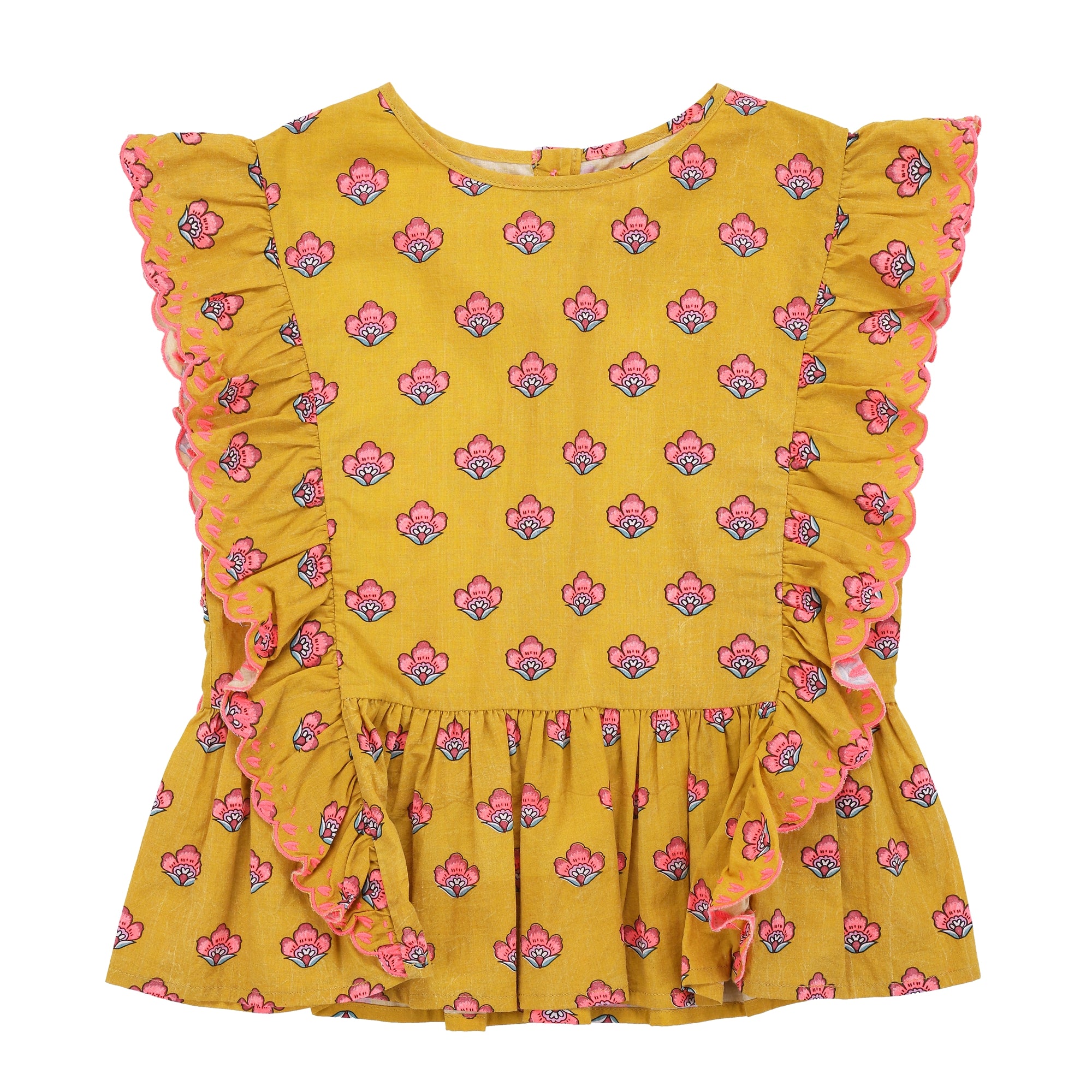 Girls Safran Flowers Cotton Top