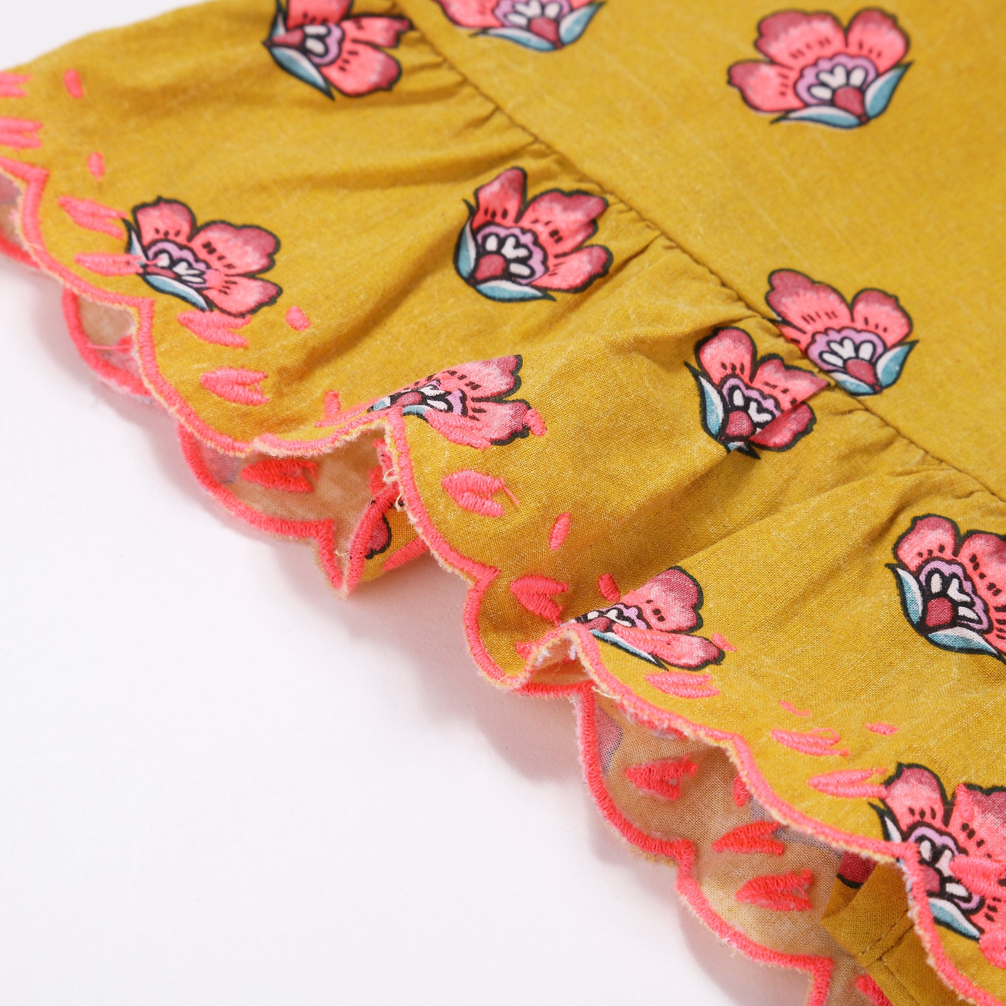 Girls Safran Flowers Cotton Top