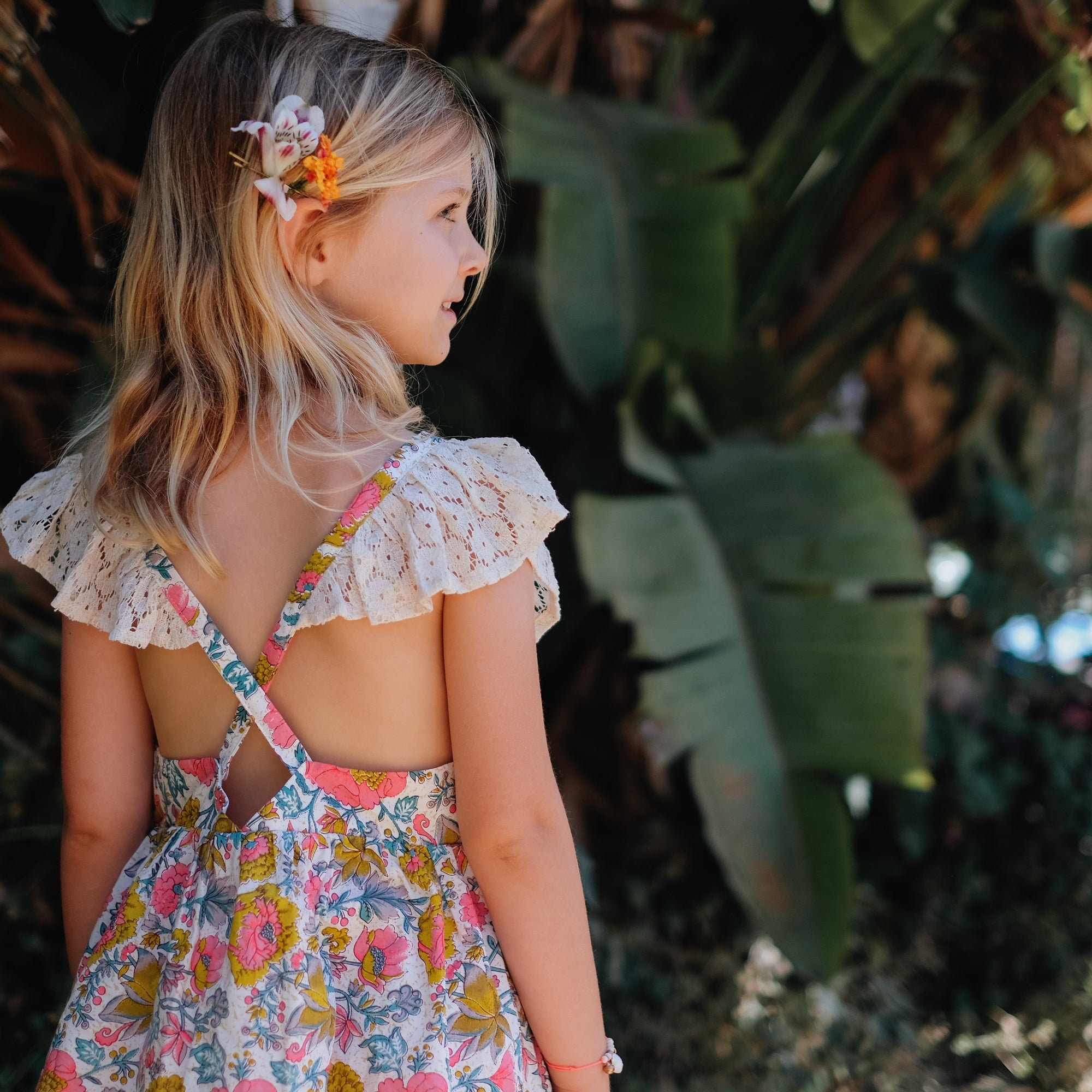 Girls Multi Flowers Cotton Top