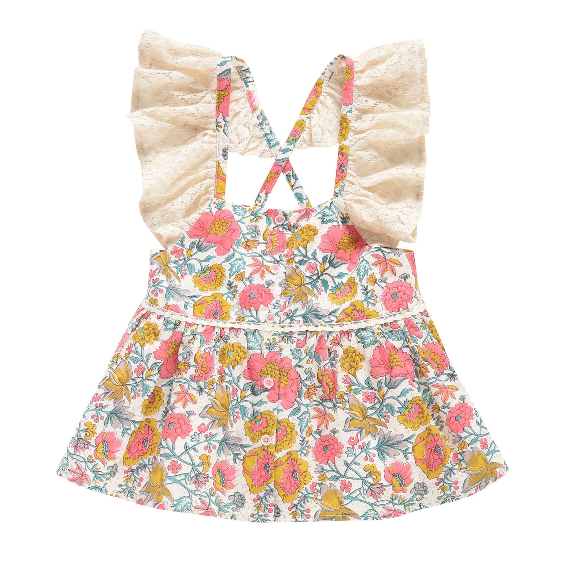 Girls Multi Flowers Cotton Top