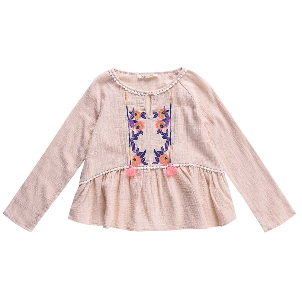 Girls Beige "Nola" Cotton Top