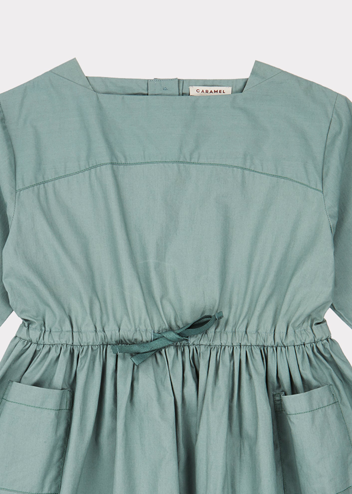 Girls Cyan Waist Cotton Dress