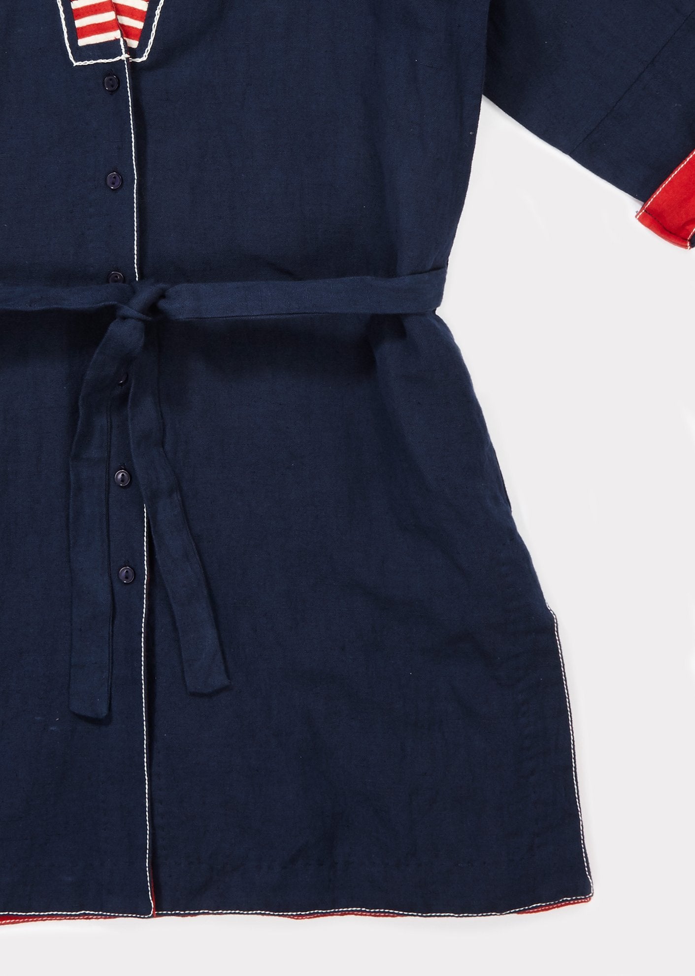 Girls Navy Cotton Woven Dress