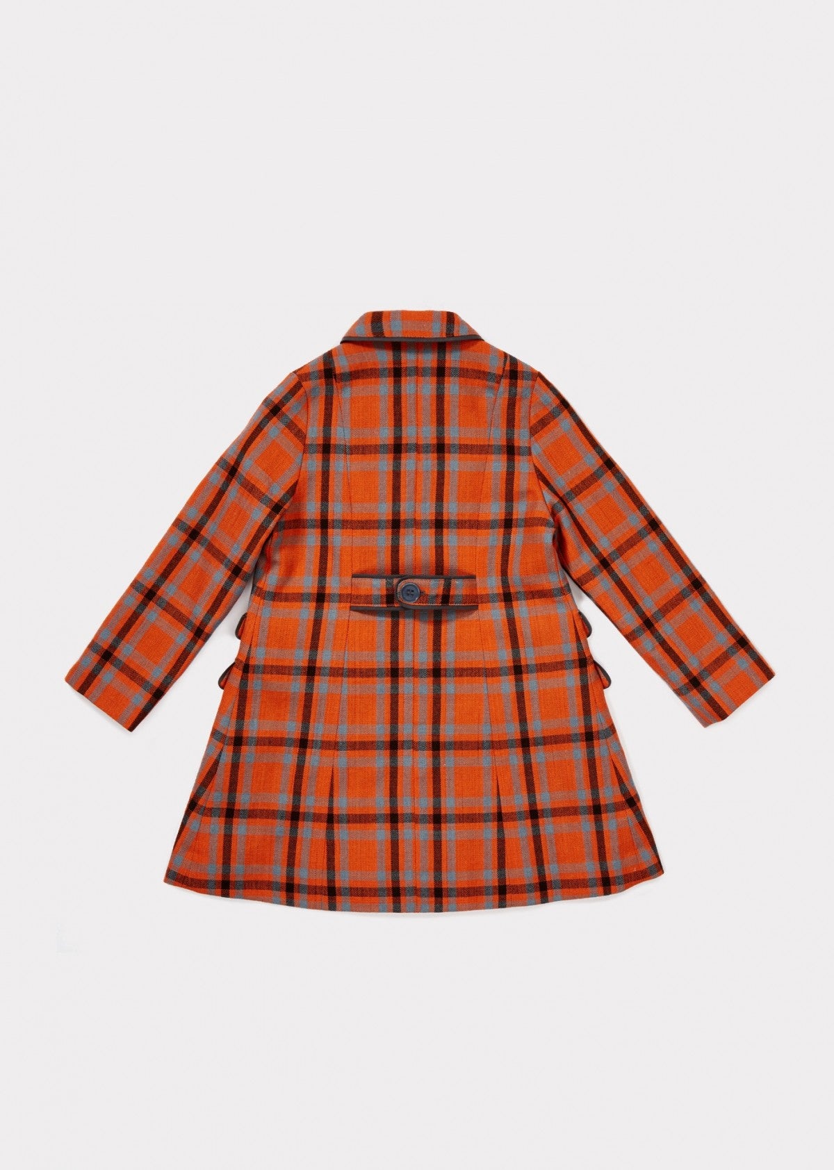 Girls Orange Check Cotton Woven Coat