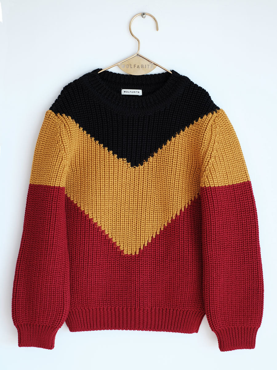 Boys Black & Red  Wool  Sweater