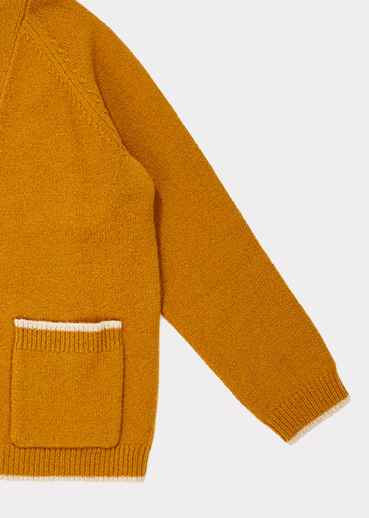 Girls Yellow V-neck Wool Cardigan