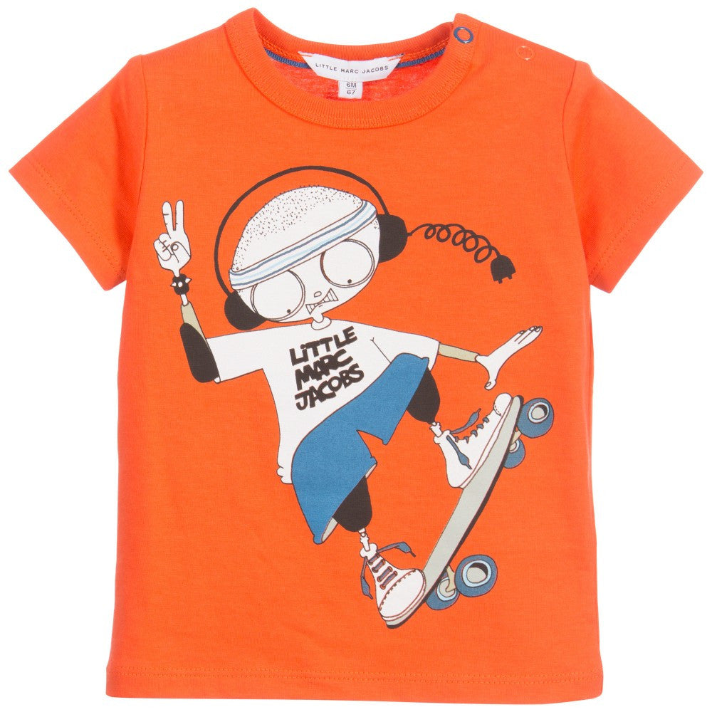 Baby Boys Red 'Mr Marc' Printed Cotton Jersey T-Shirt - CÉMAROSE | Children's Fashion Store