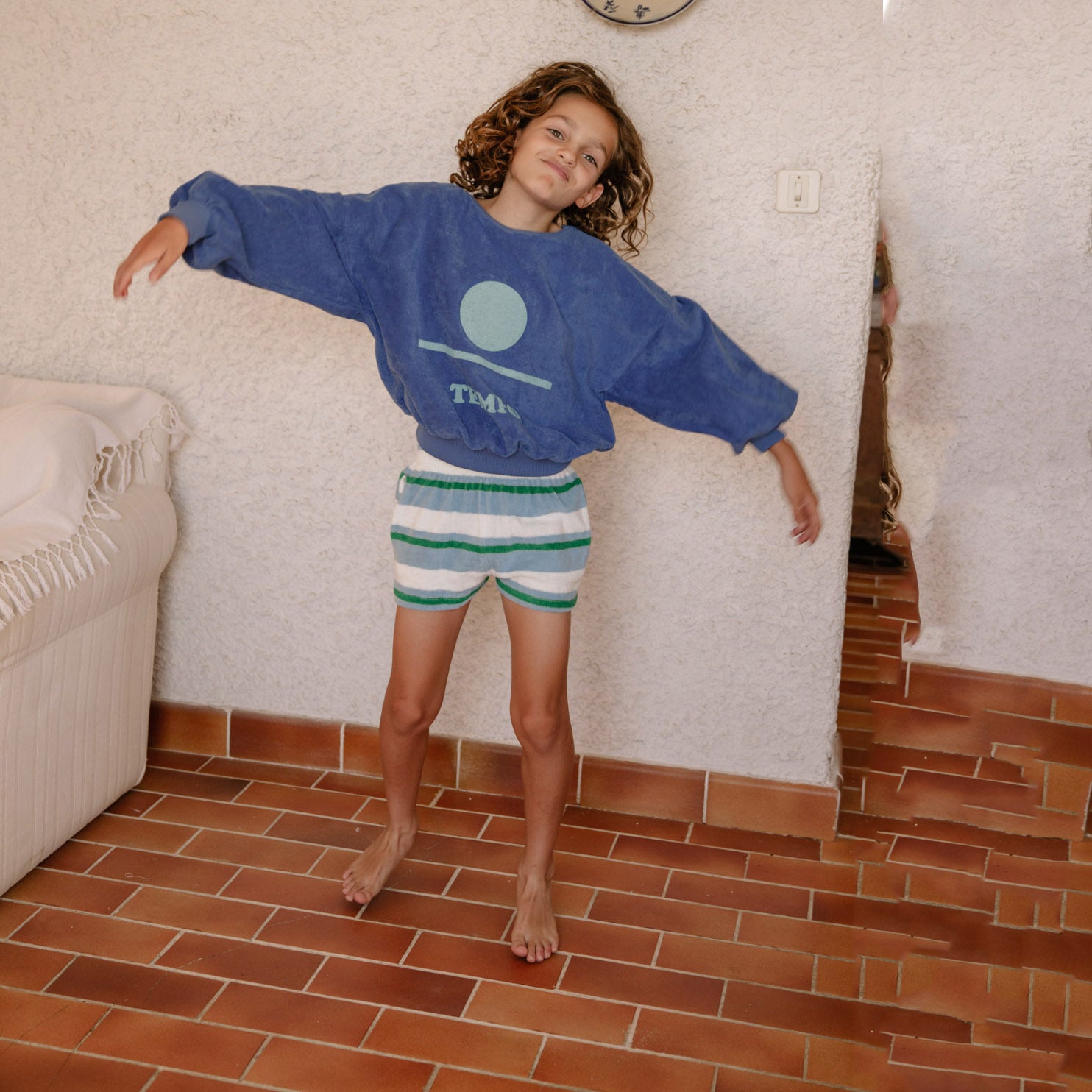 Boys & Girls Blue Printed Cotton Sweatshirt