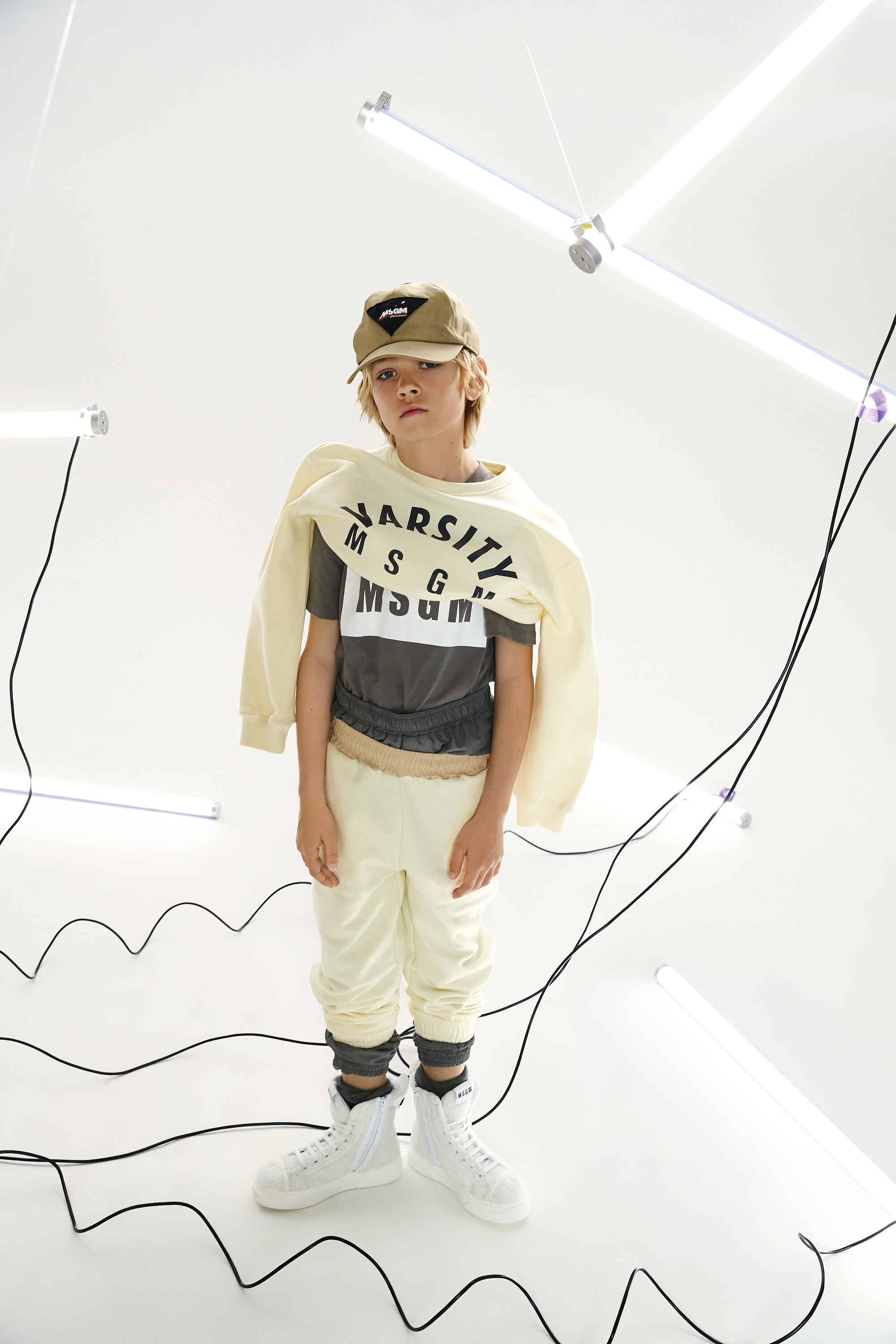 Boys & Girls White Logo Cotton Trousers