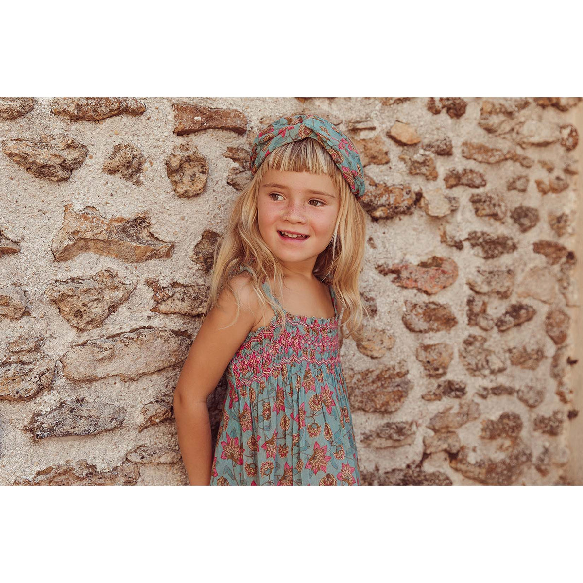 Girls Turquoise Flowers Headband