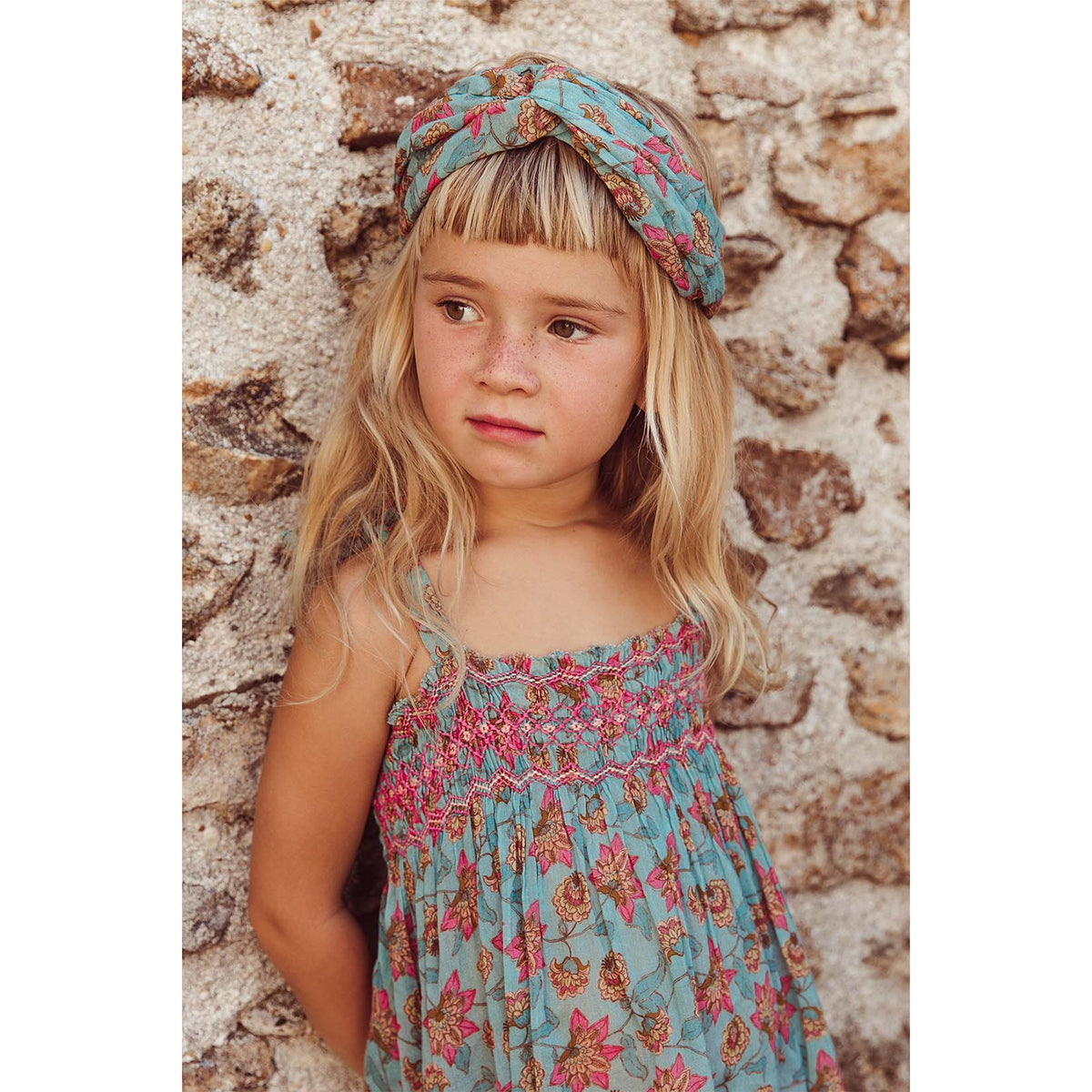 Girls Turquoise Flowers Headband