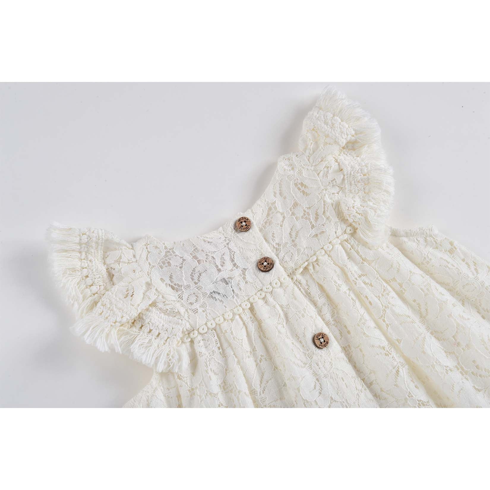 Girls Cream Lace Dress