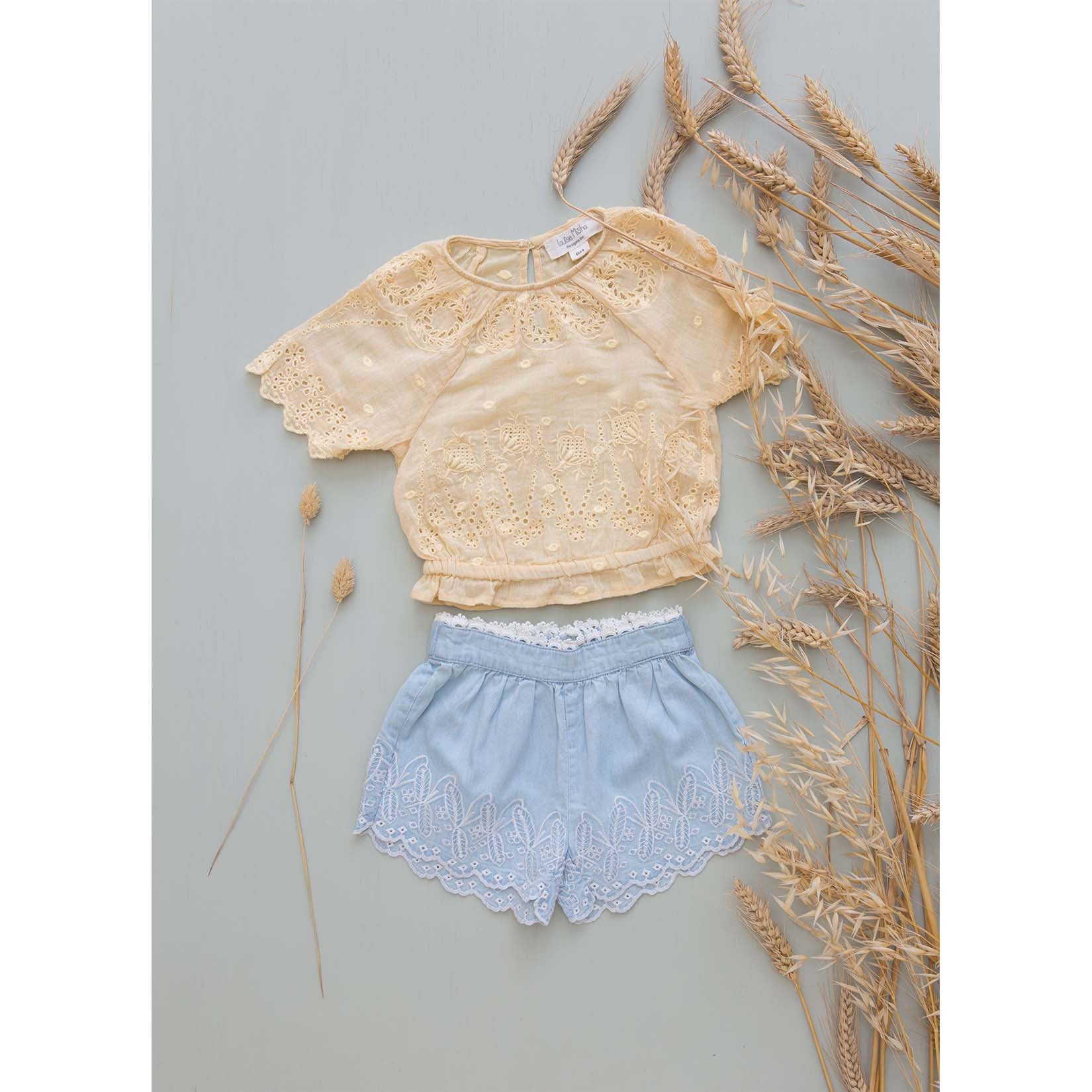 Girls Light Blue Chambray Shorts