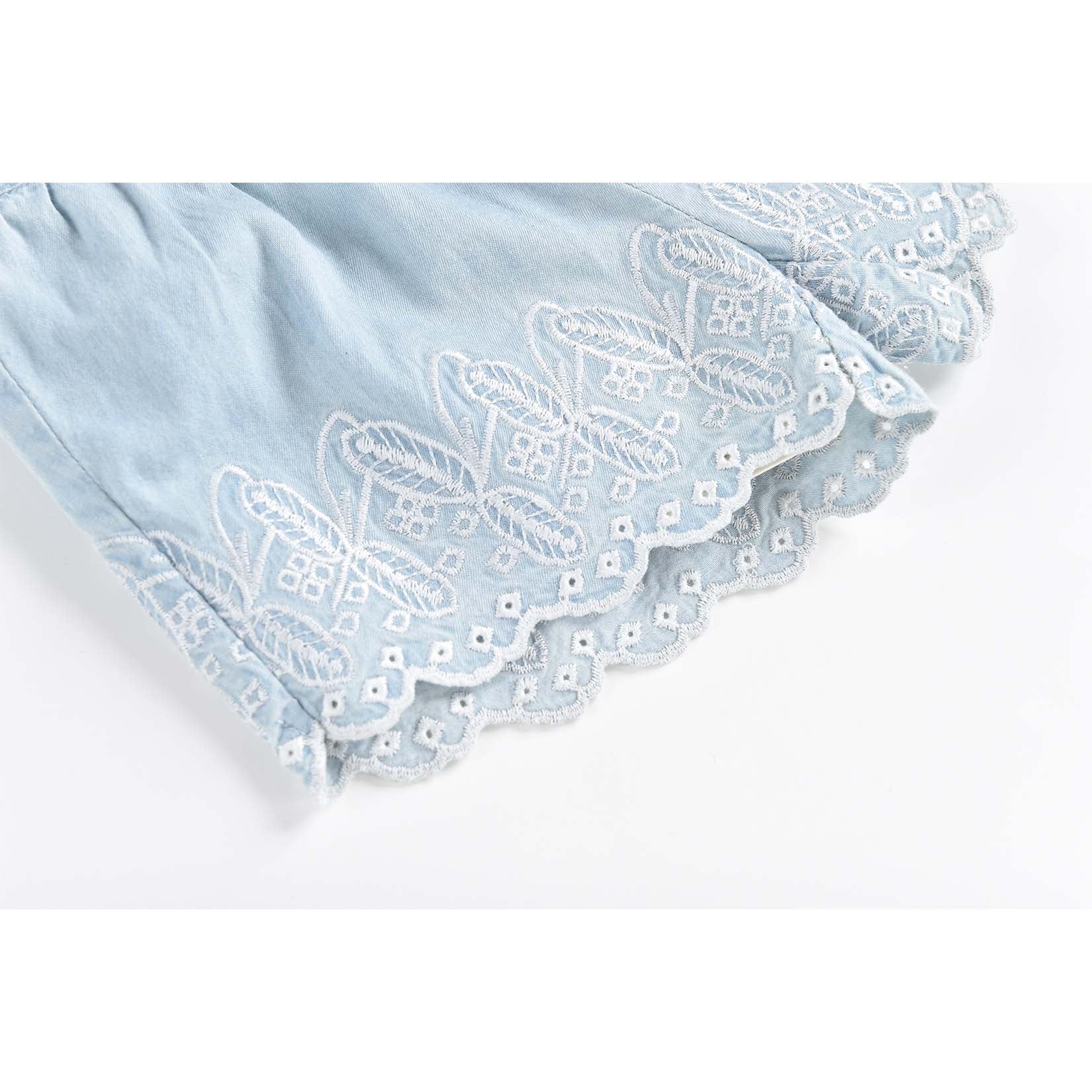 Girls Light Blue Chambray Shorts
