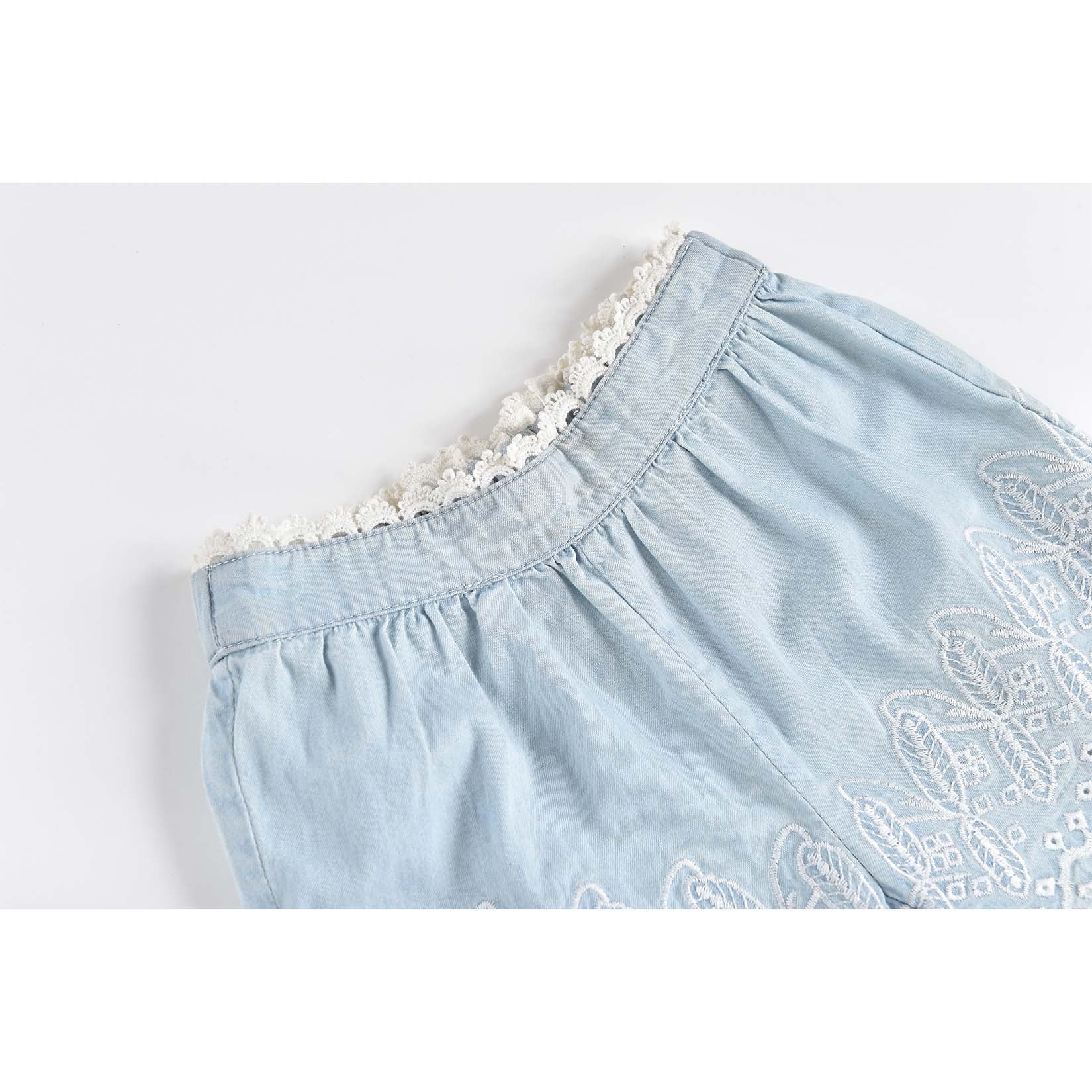 Girls Light Blue Chambray Shorts