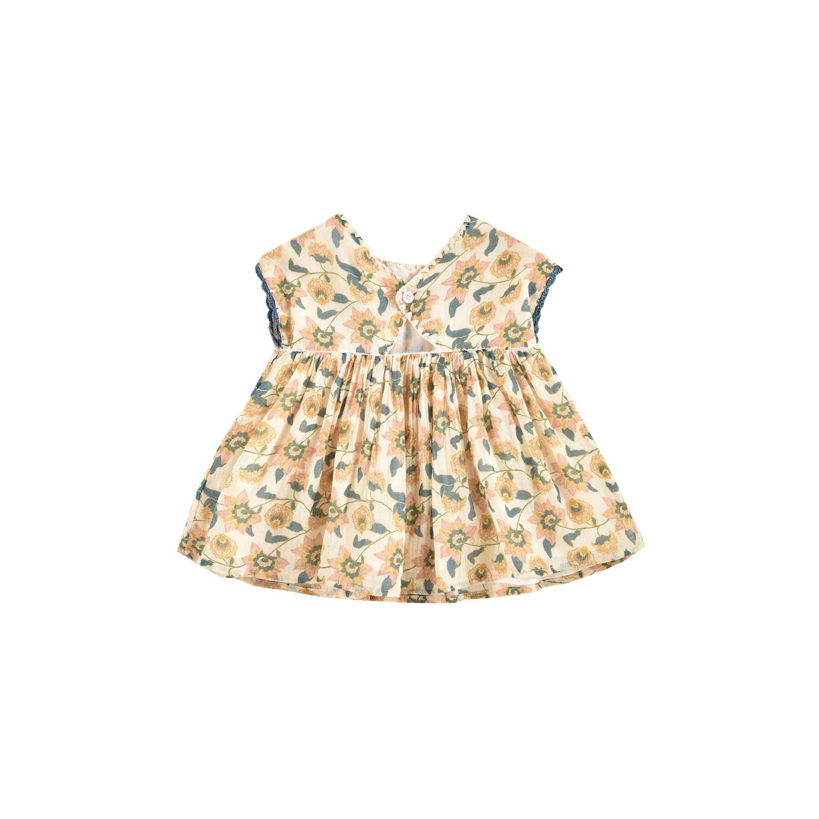 Girls Cream Flowers Dress