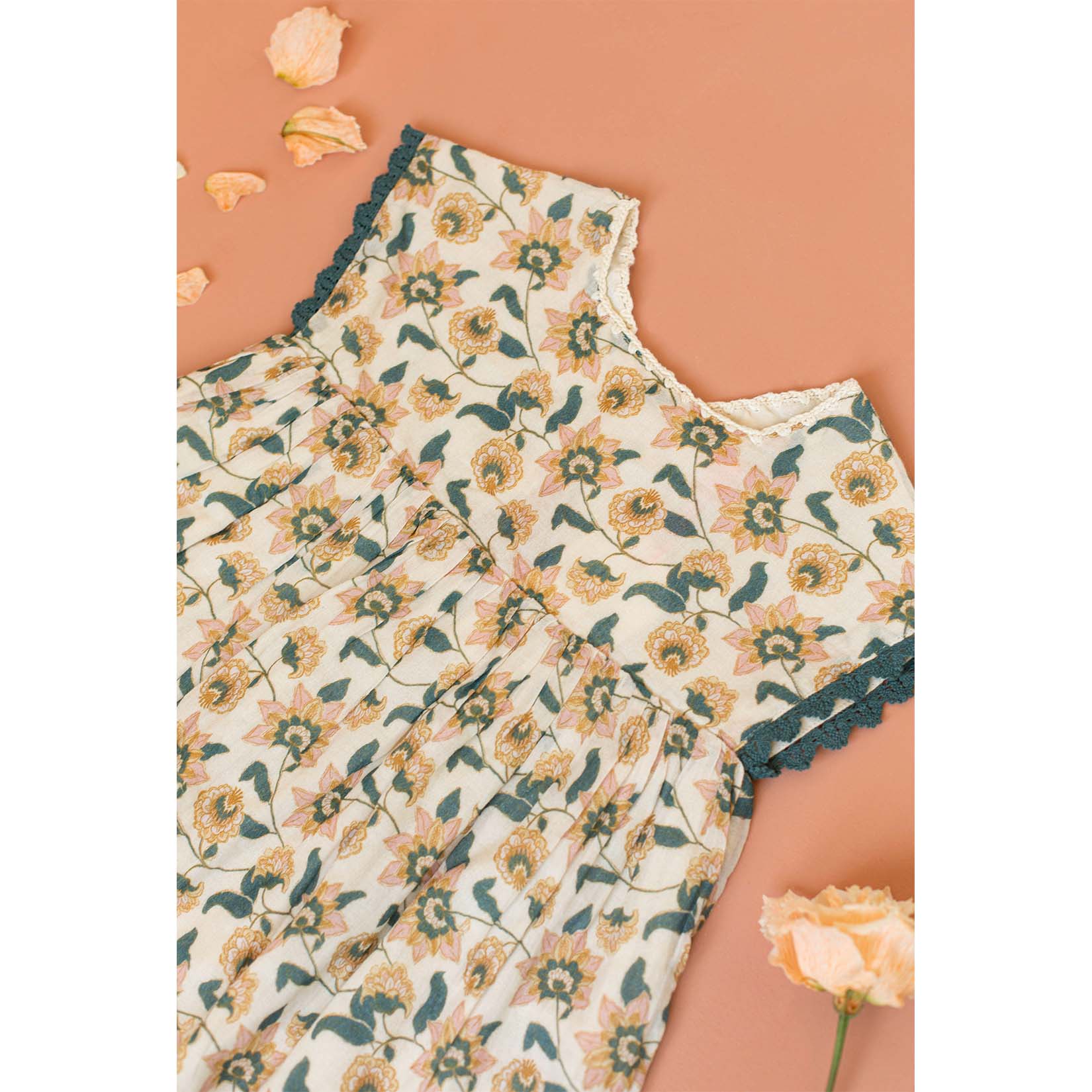 Girls Cream Flowers Dress