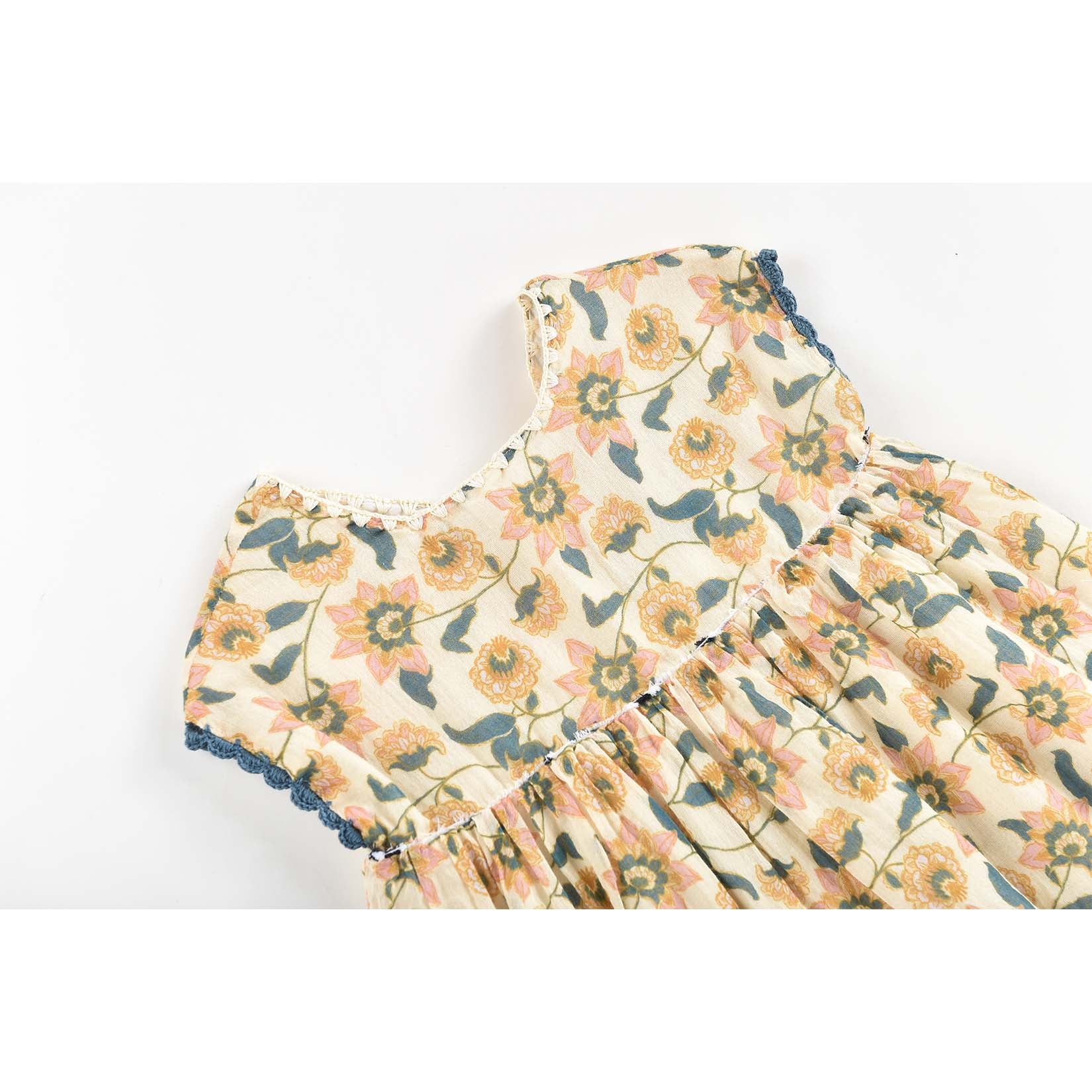 Girls Cream Flowers Dress