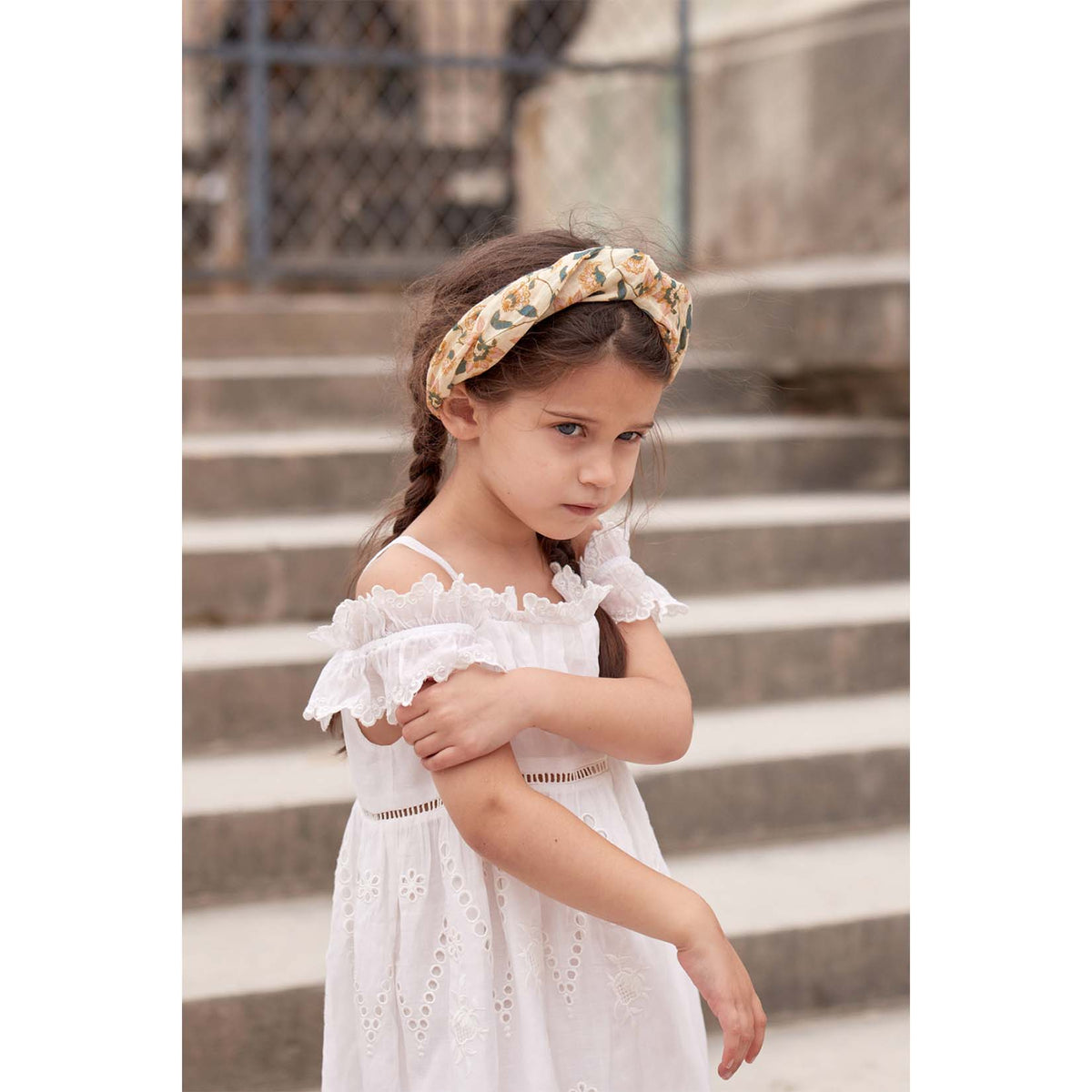 Girls Cream Flowers Headband