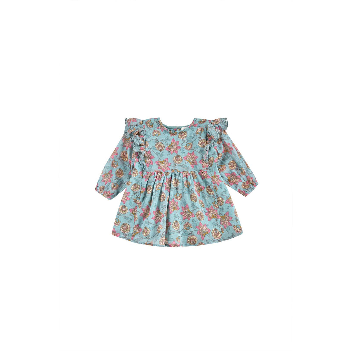 Robe Filles Fleurs Turquoise