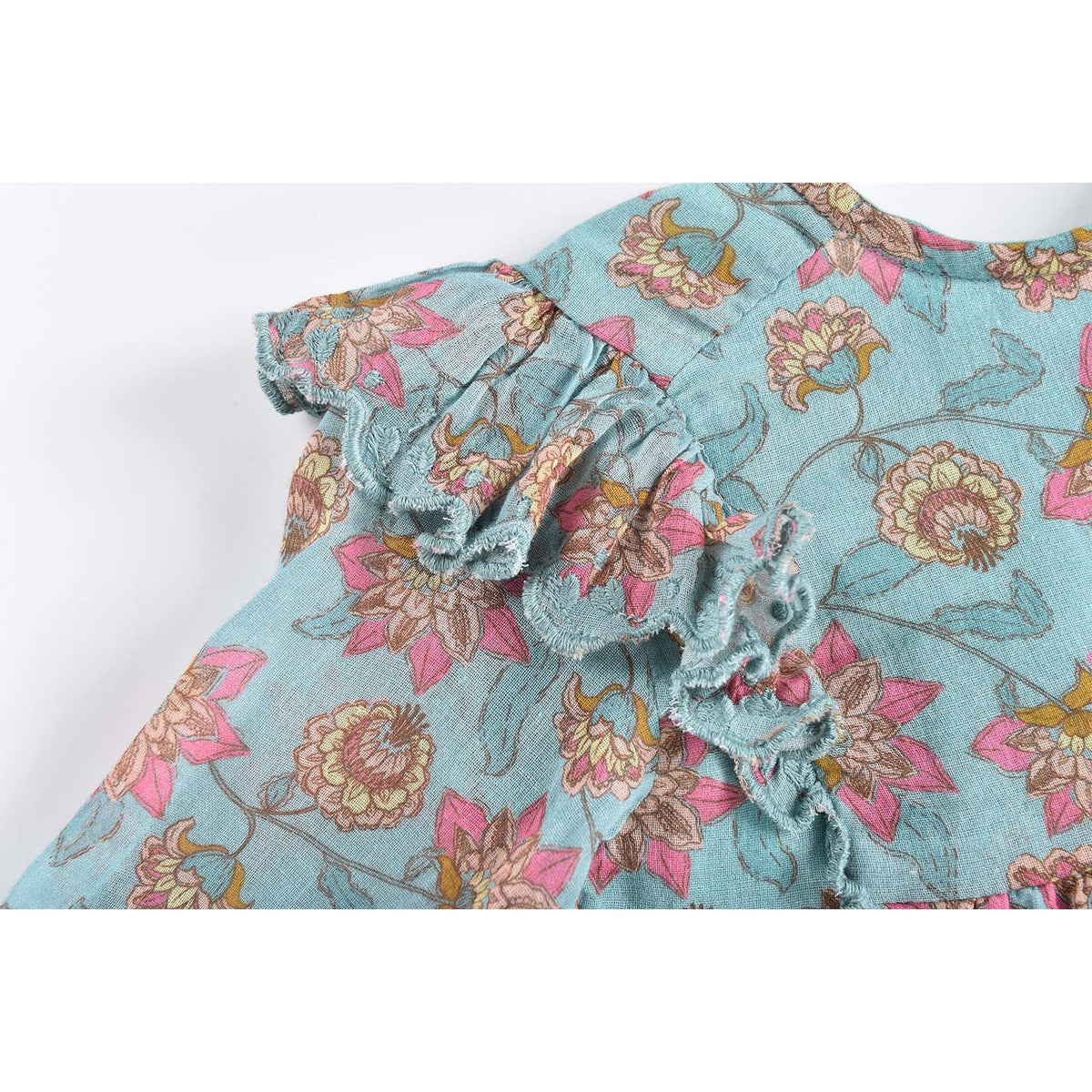 Robe Filles Fleurs Turquoise