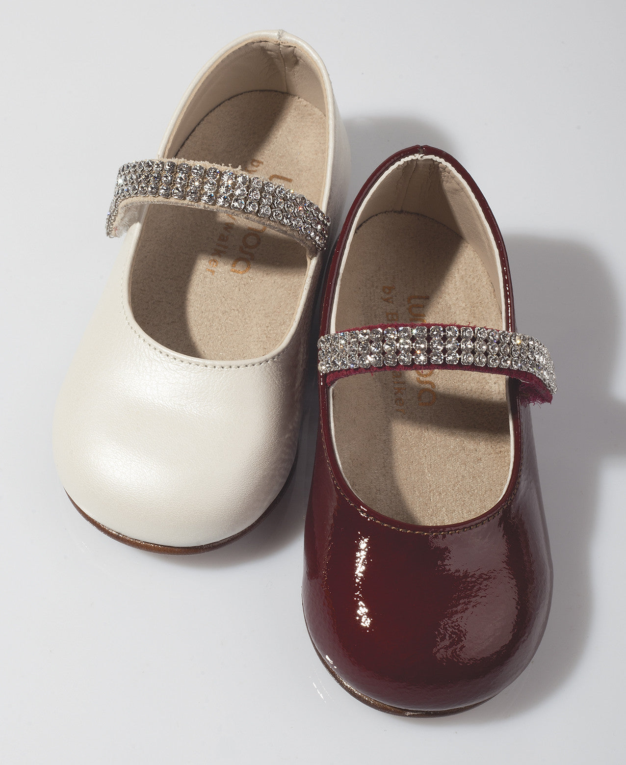 Girls Dark Red Leather Shoes With White Diamond Trims - CÉMAROSE | Children's Fashion Store - 2
