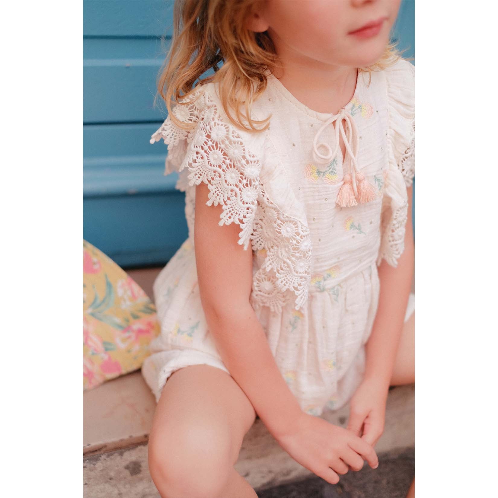 Girls Blush Dandelion Flowers Jumpsuit