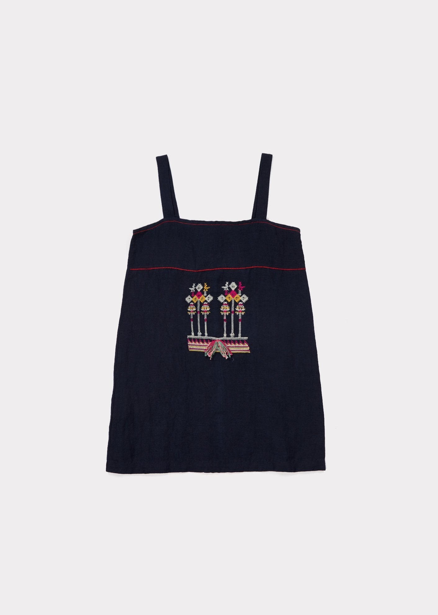 Girls Navy Cotton Woven Dress