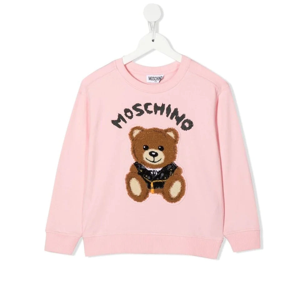 Girls Pink Printed Cotton Sweatshirt
