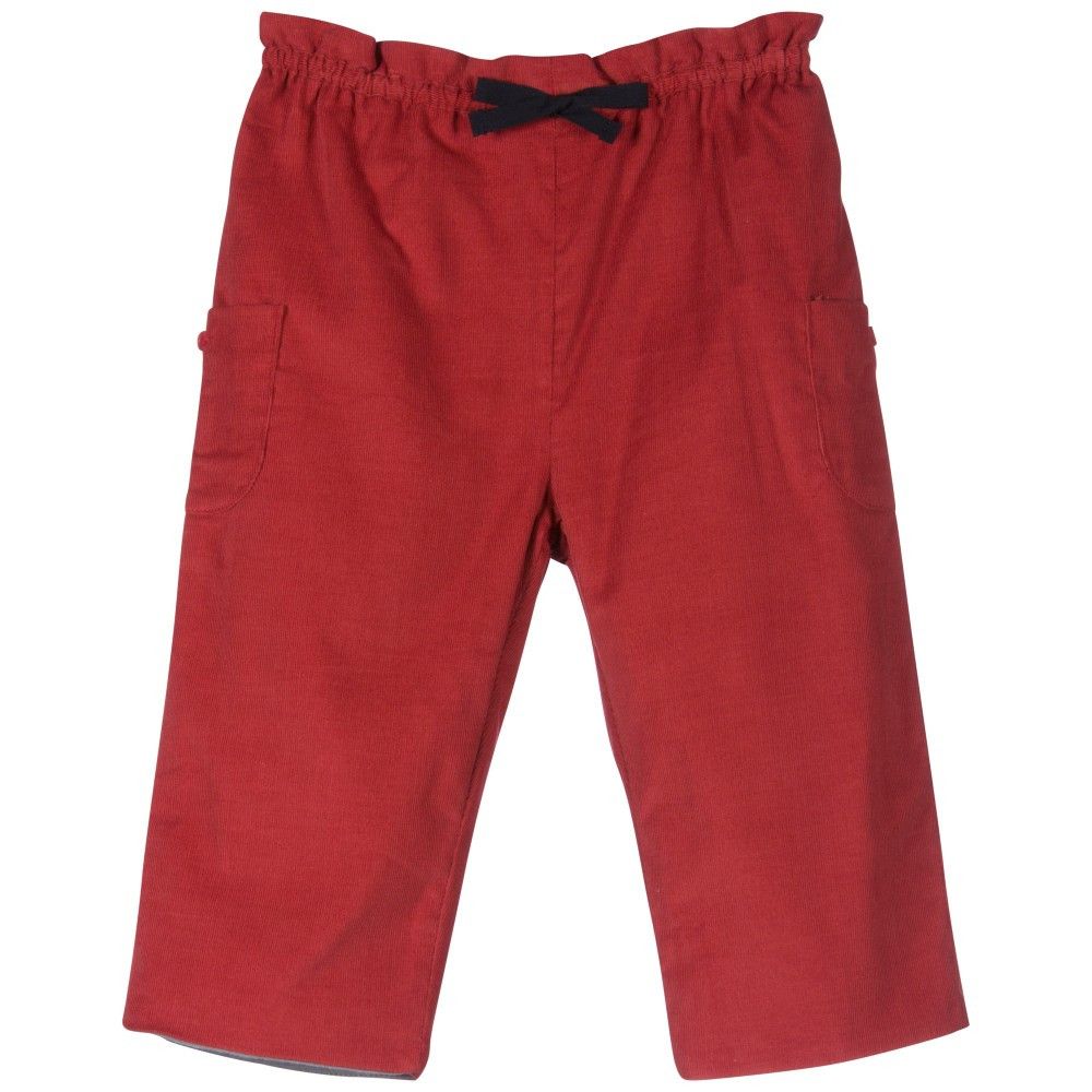 Baby Girls Red Cord Trouser With Bow Trims - CÉMAROSE | Children's Fashion Store