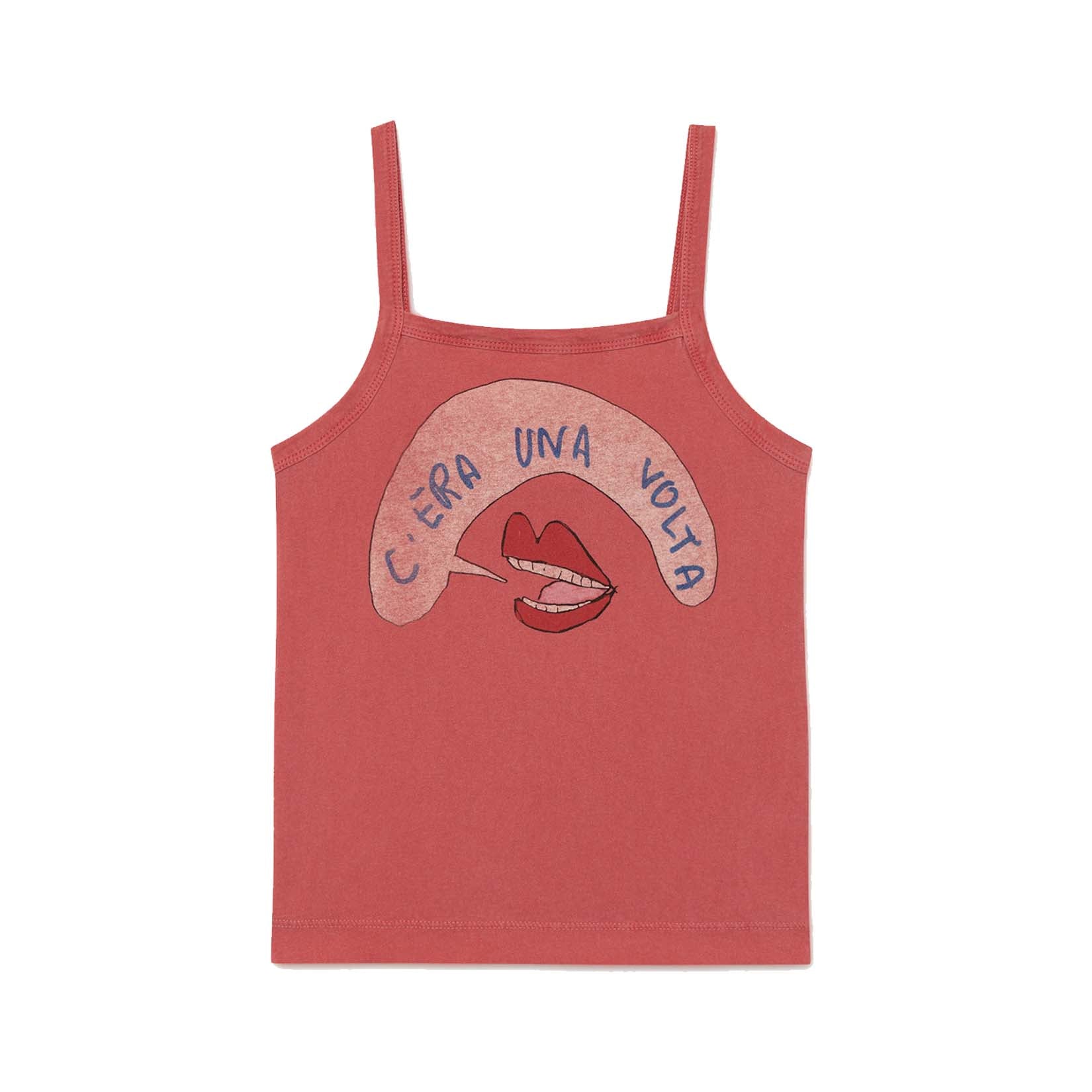 Girls Red Mouth Cotton Tank Top