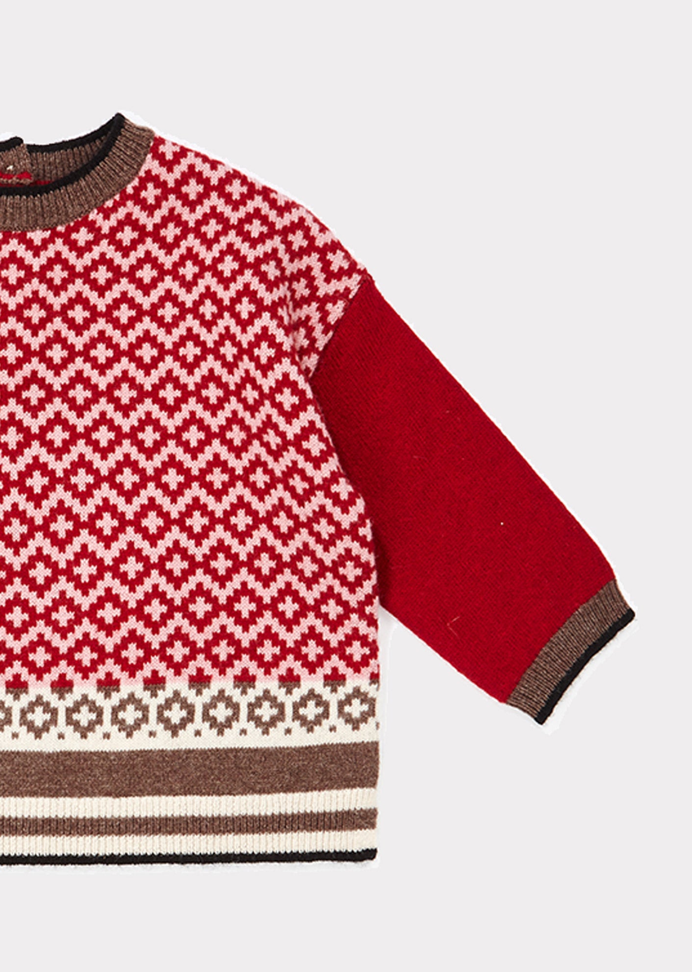 Baby Girls Red Check Wool Sweater