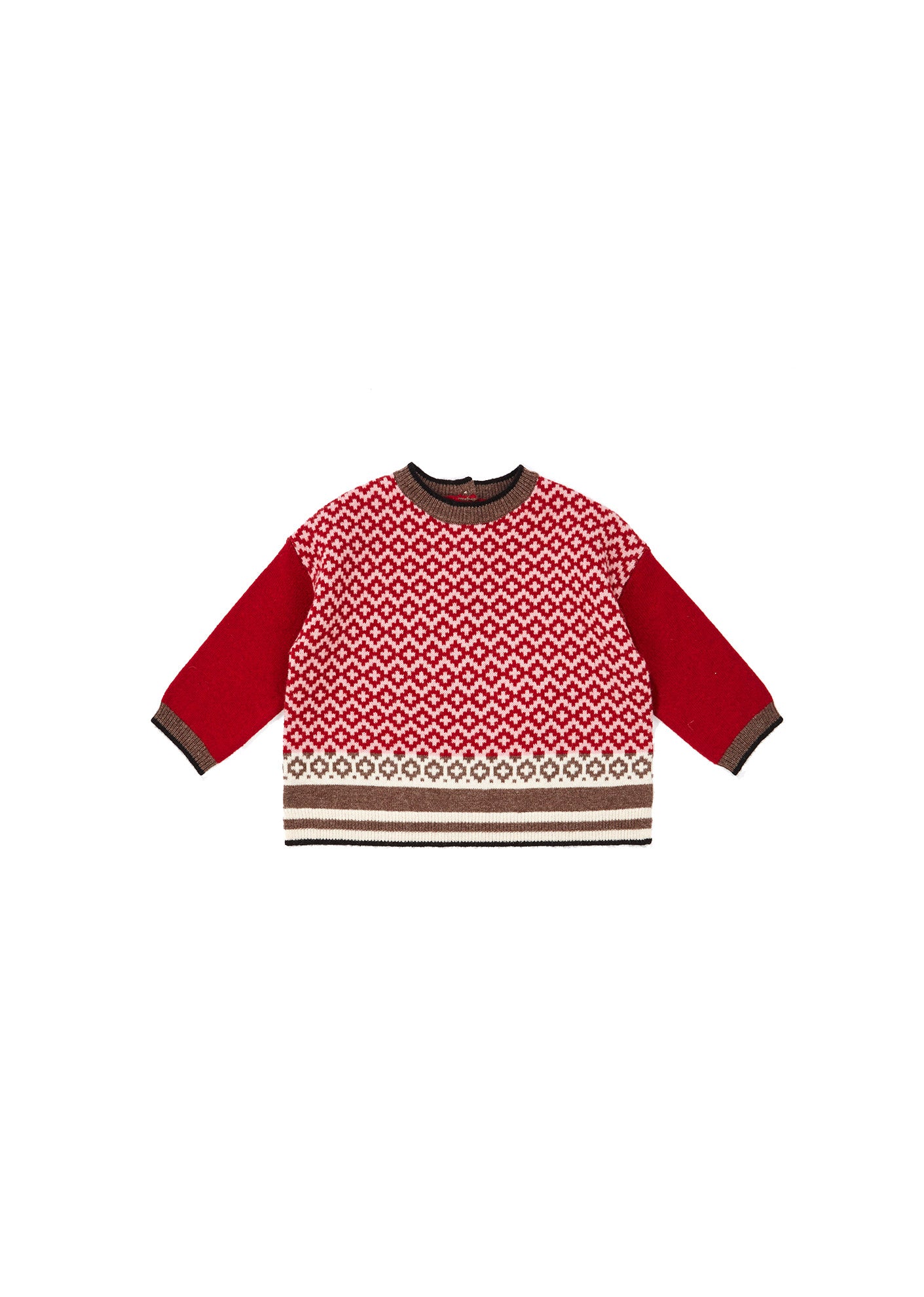 Baby Girls Red Check Wool Sweater