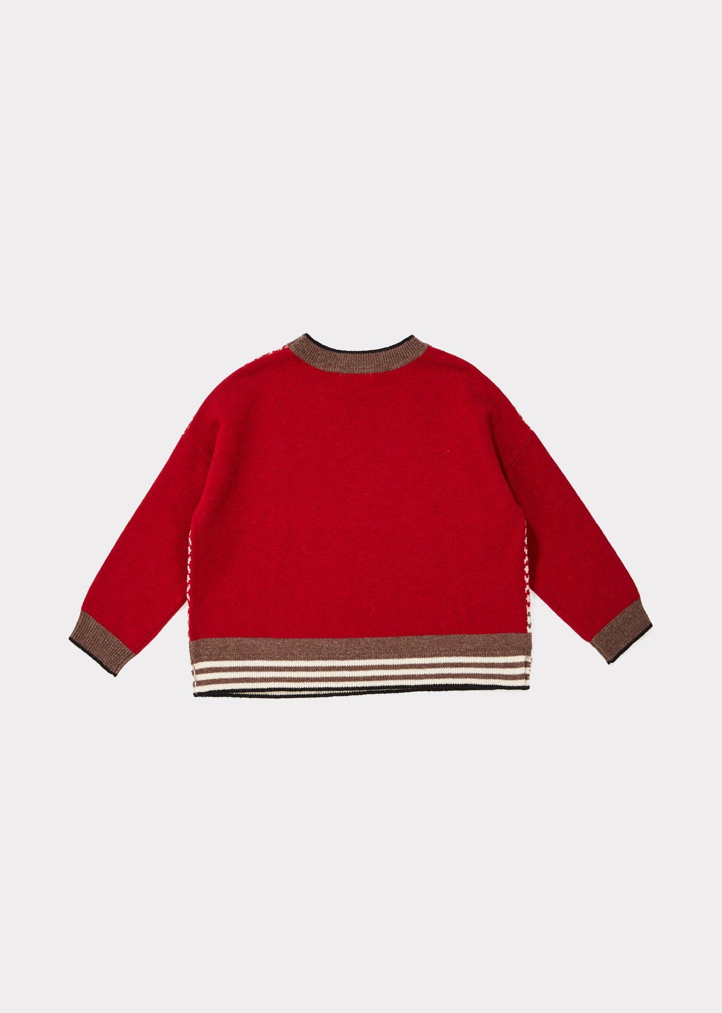 Girls Red Check Wool Sweater