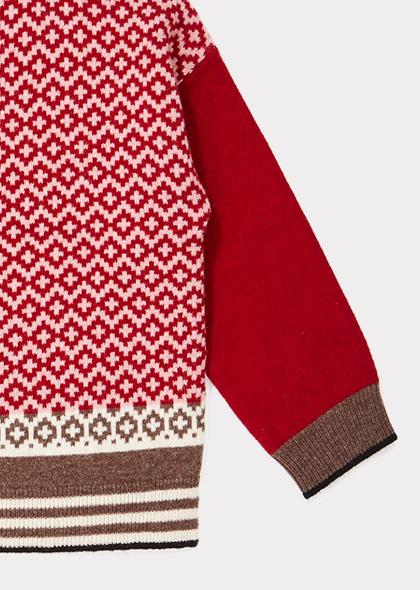 Girls Red Check Wool Sweater