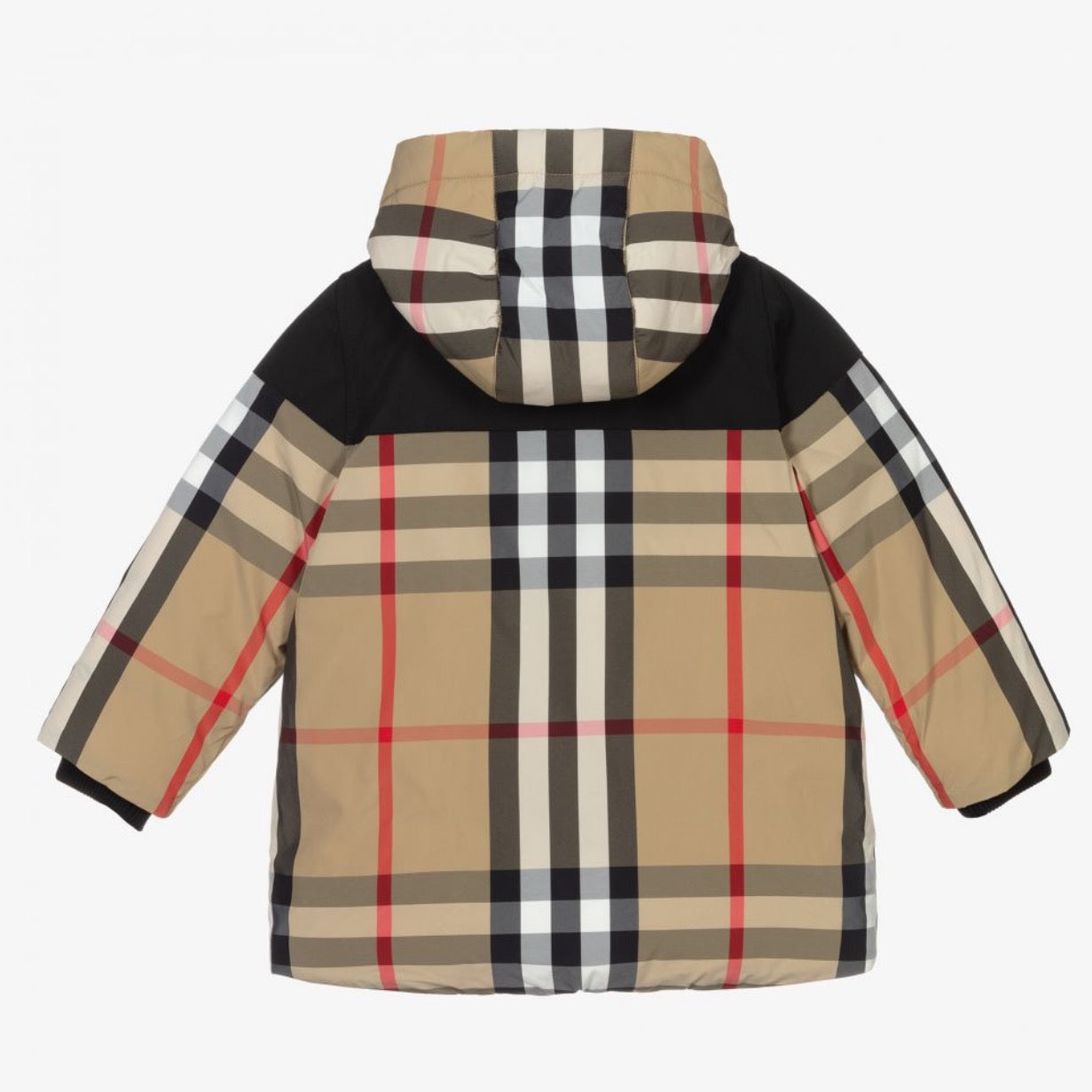 Boys Beige Check Padded Down Coat