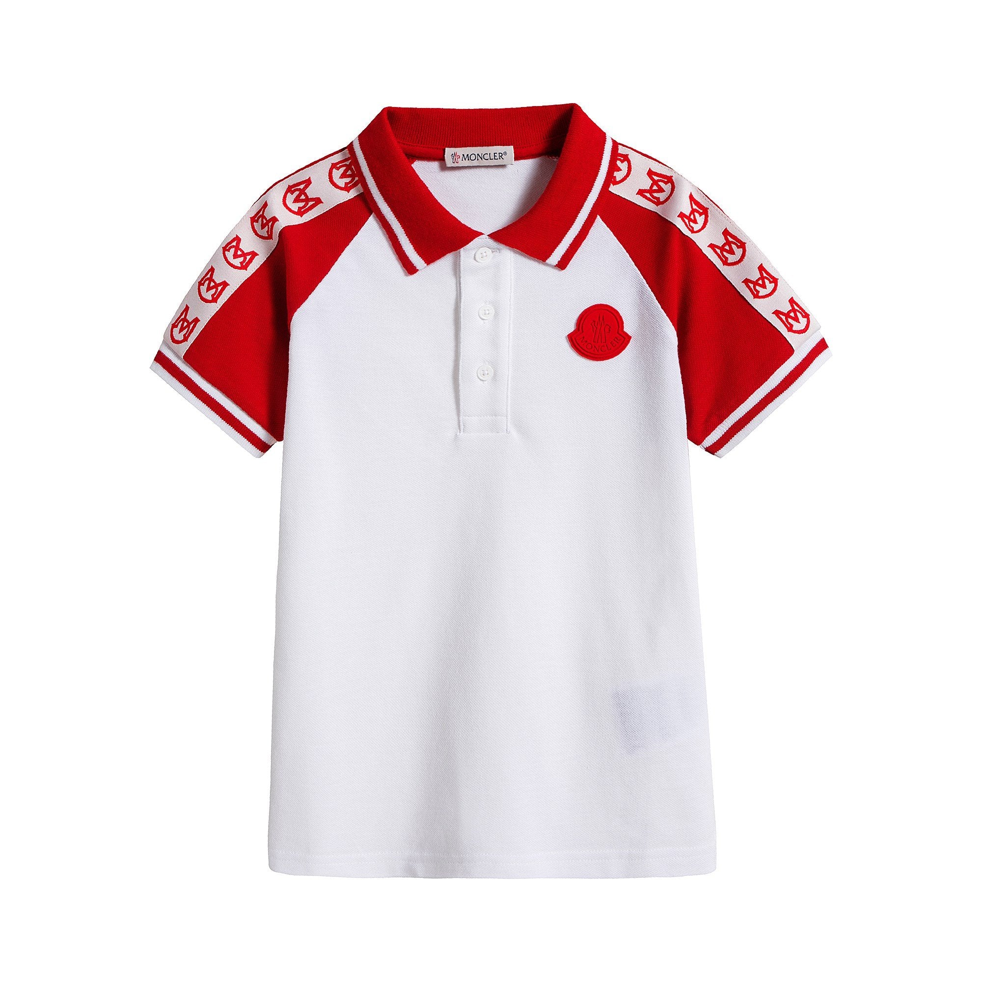 Boys White & Red Logo Cotton Polo Shirt