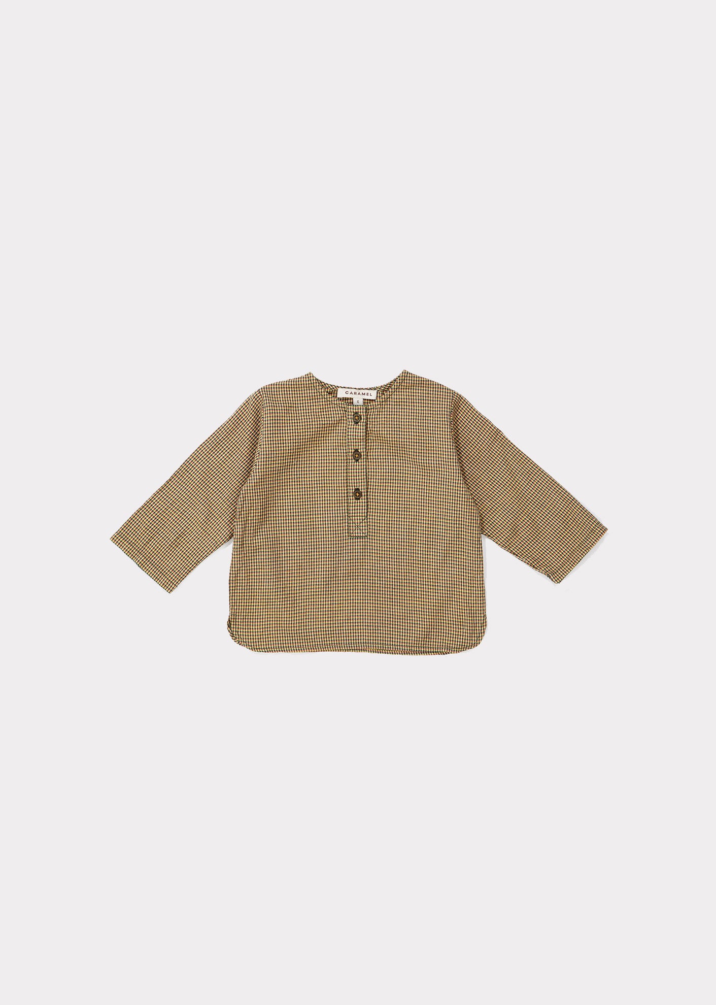Baby Girls Khaki Check Cotton Shirt