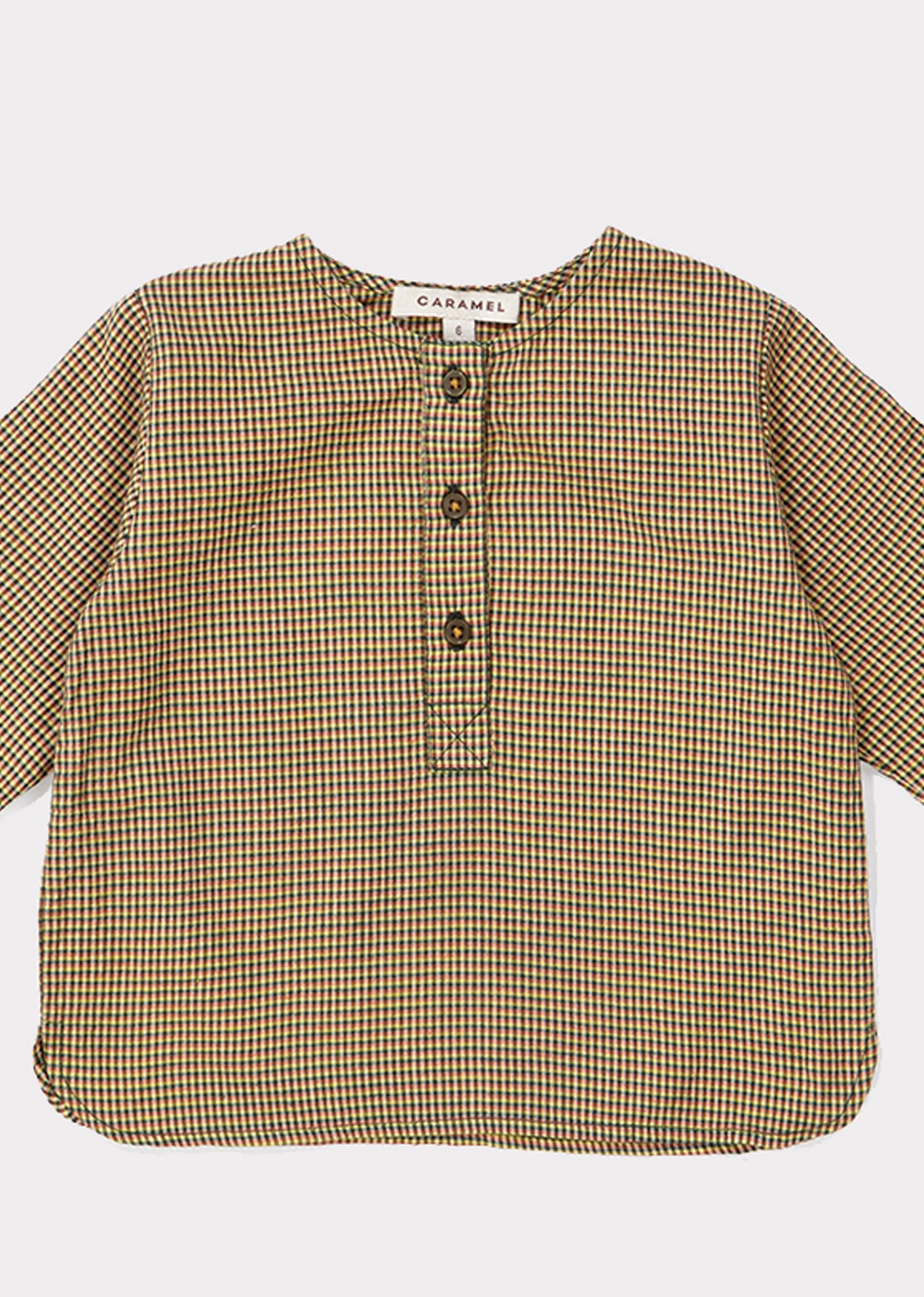 Baby Girls Khaki Check Cotton Shirt