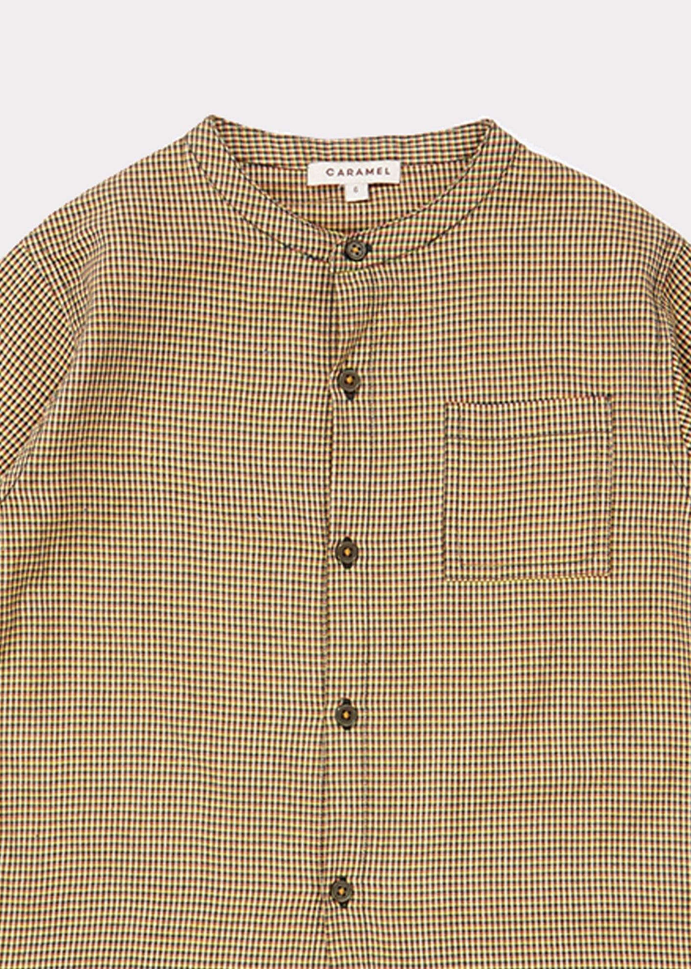 Girls Yellow Check Cotton Shirt