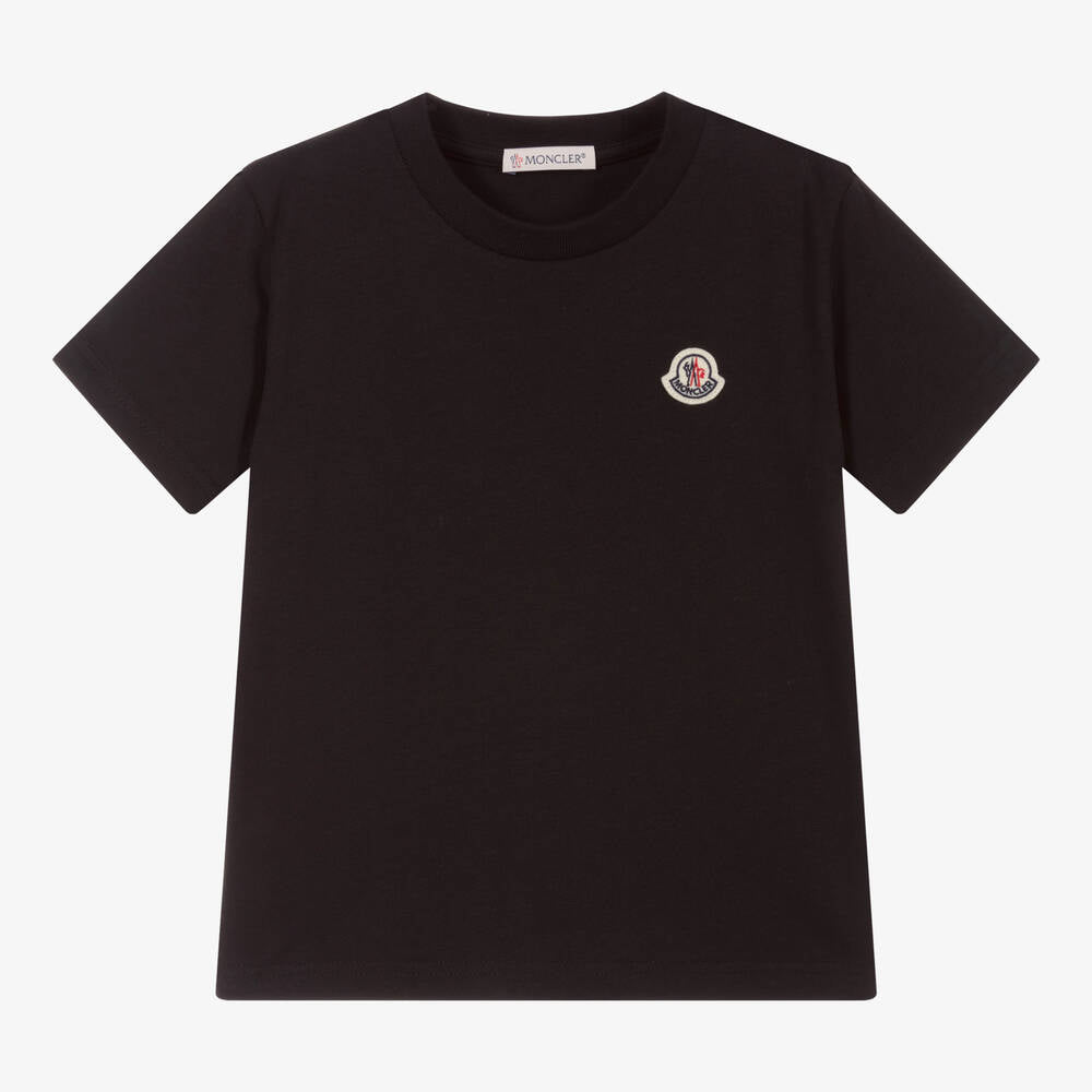 Boys & Girls Black Logo Cotton T-Shirt