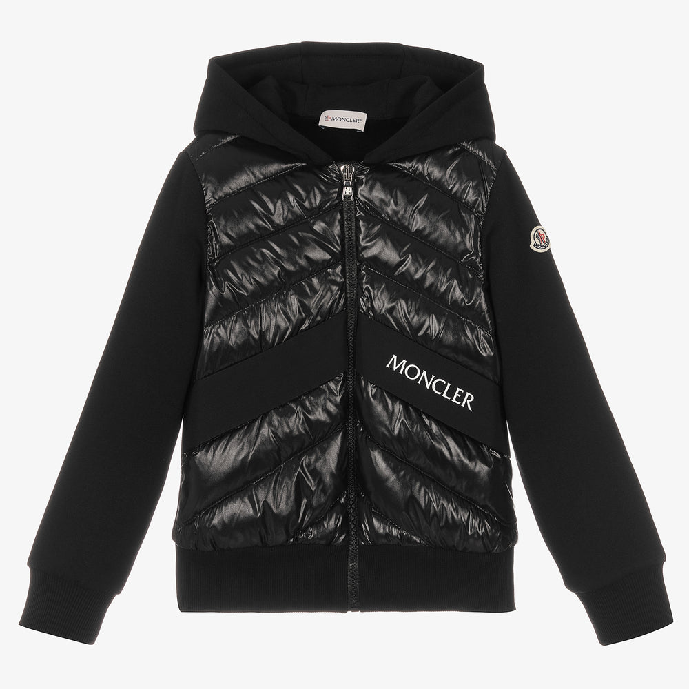 Boys Black Hooded Zip-Up Jacket