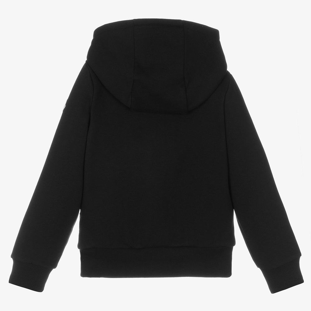 Boys Black Hooded Zip-Up Jacket