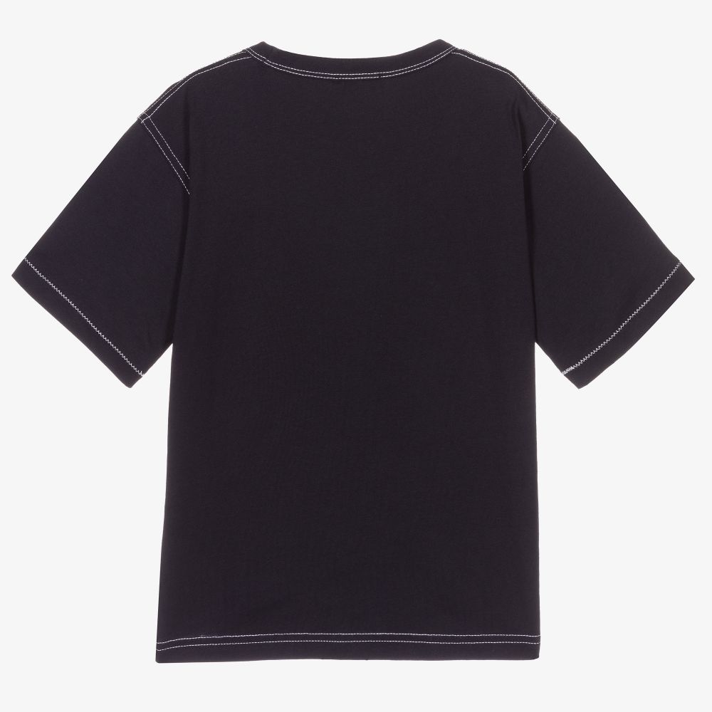 Boys & Girls Black Logo Cotton T-Shirt