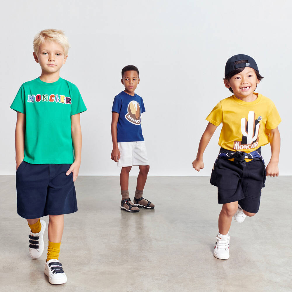 Boys Blue Printed Cotton T-Shirt