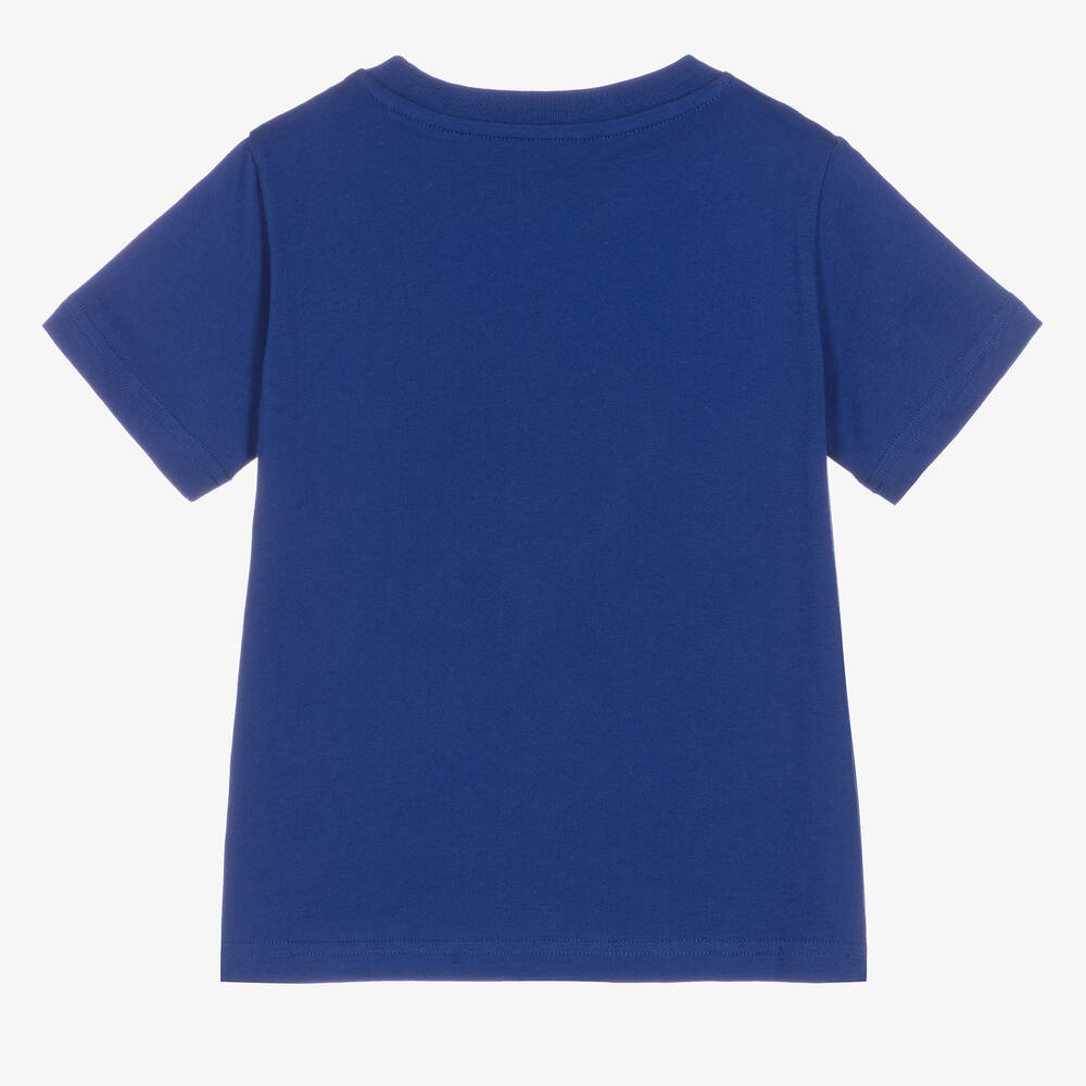 Boys Blue Printed Cotton T-Shirt