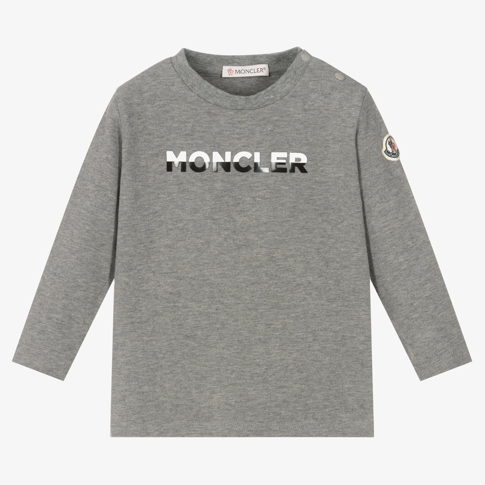 Baby Boys Grey Logo Cotton T-Shirt