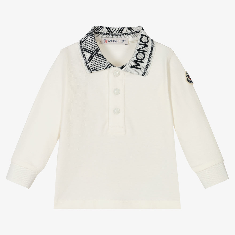 Baby Boys White Cotton Polo Shirt