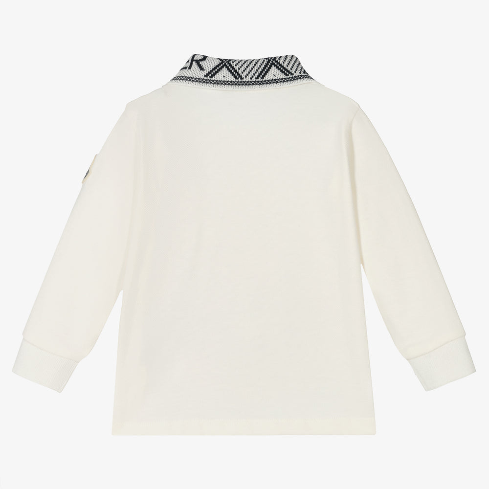 Baby Boys White Cotton Polo Shirt