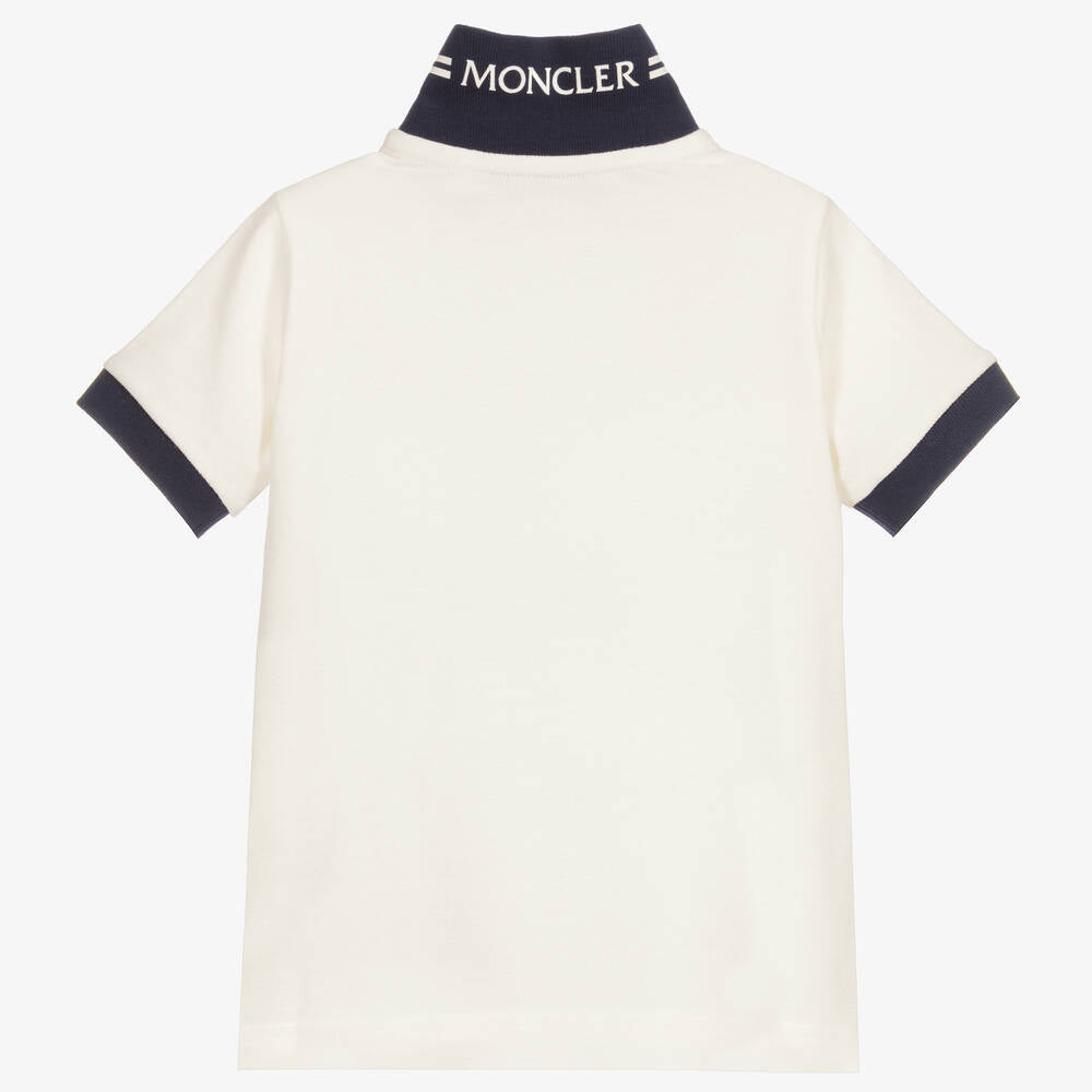 Boys White Cotton Polo Shirt